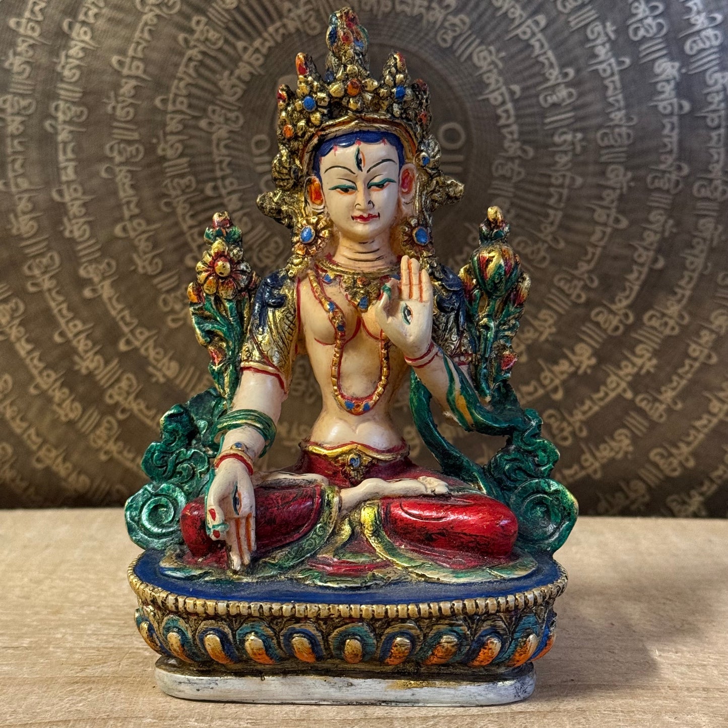 Handcrafted White Tara Buddhist statue symbolising compassion and healing