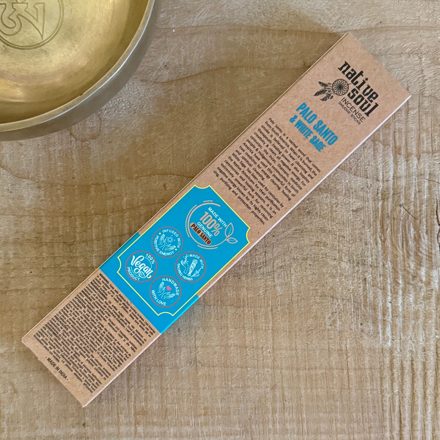 Native Soul smudge incense sticks with Palo Santo and white sage for energy cleansing