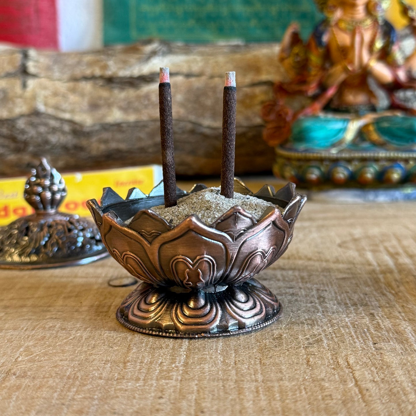 Lotus leaf copper colour Incense Holder with Sand