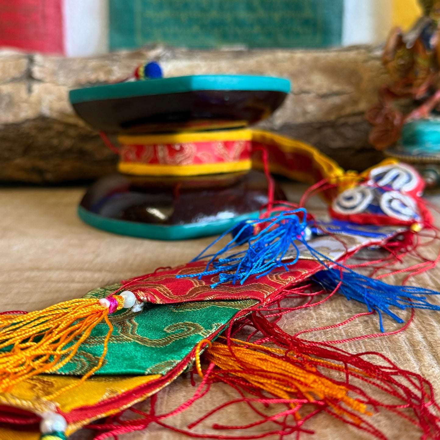 Discover the sacred sound of the Chod Damaru—handcrafted in the Tibetan tradition. A spiritual tool for deep meditation, complete with protective case.