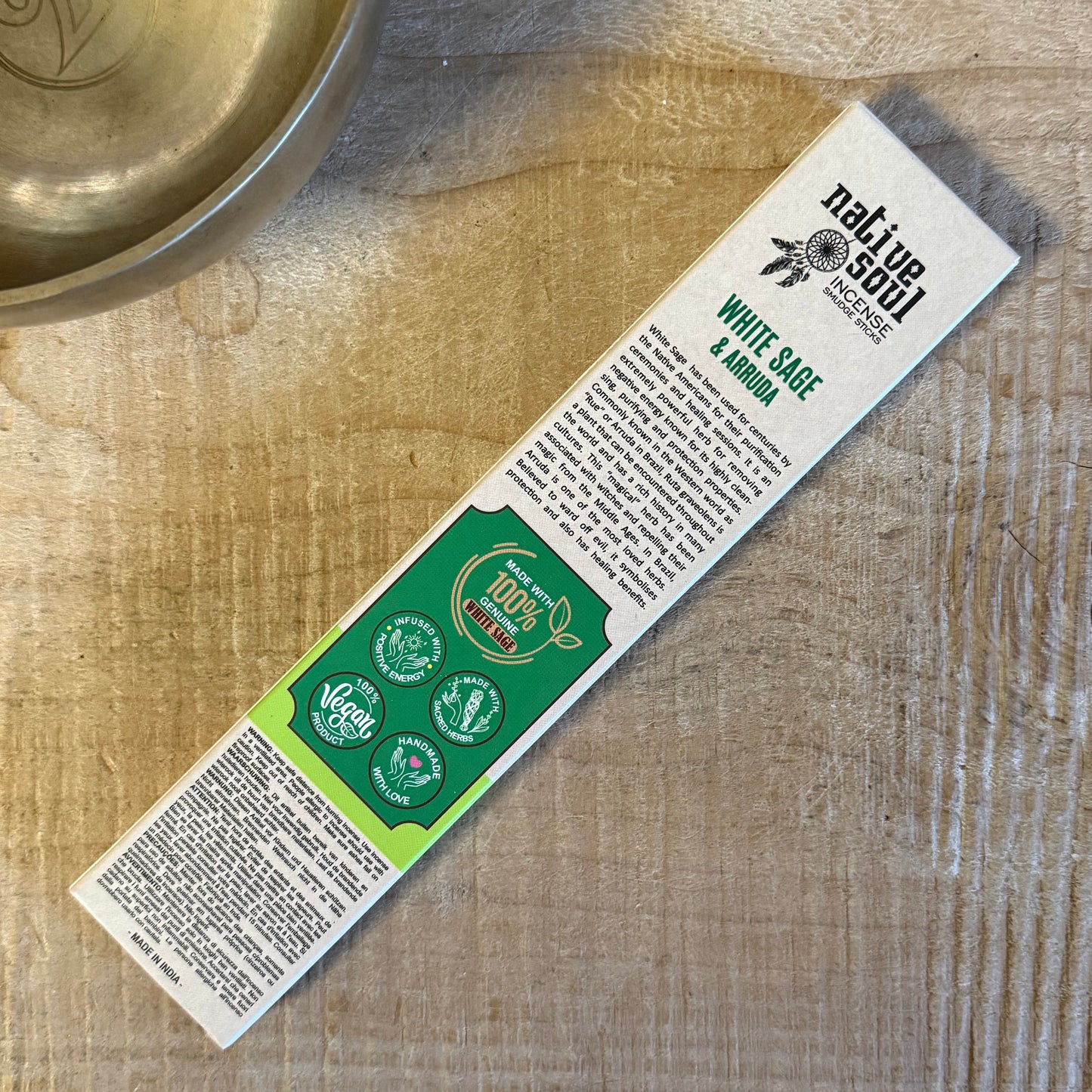 Native Soul White Sage and Arruda smudge incense sticks for cleansing and protection