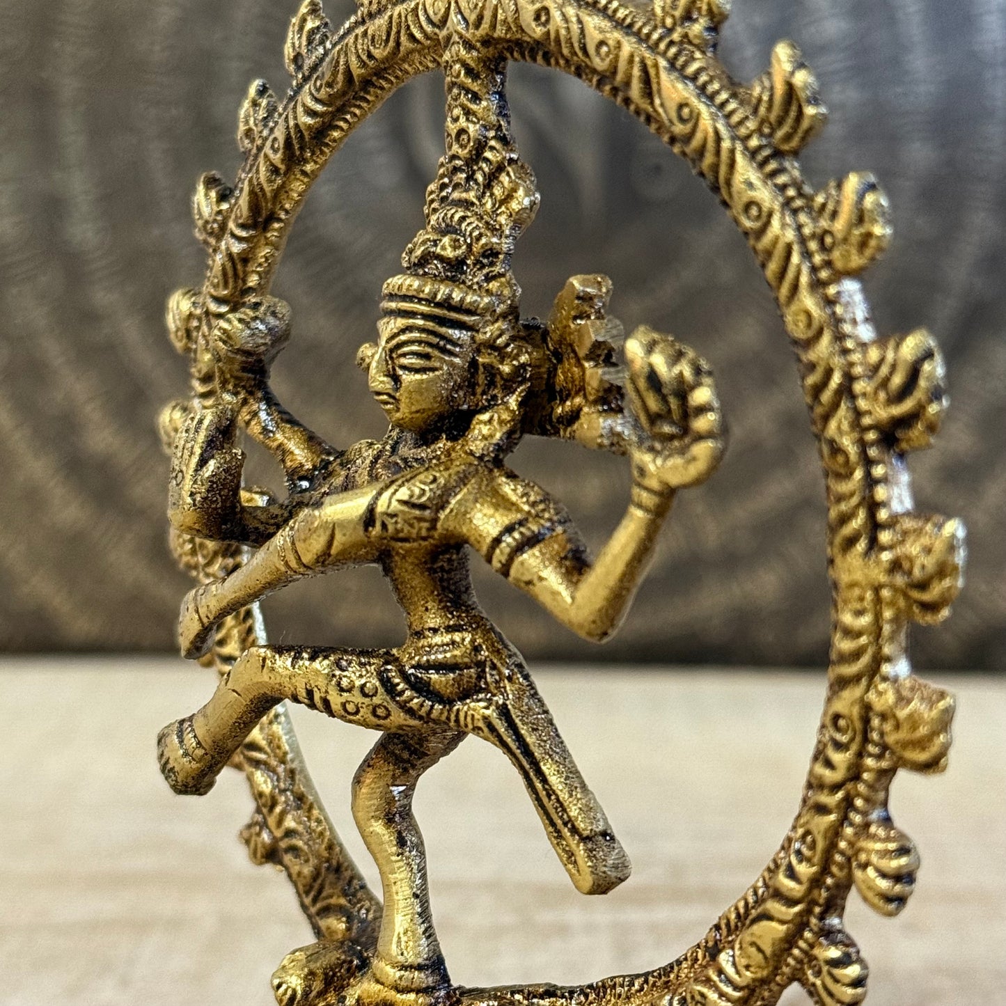 Shiva Nataraja Buddha Brass Statue, 13cm, cosmic dance, symbol of creation and renewal.