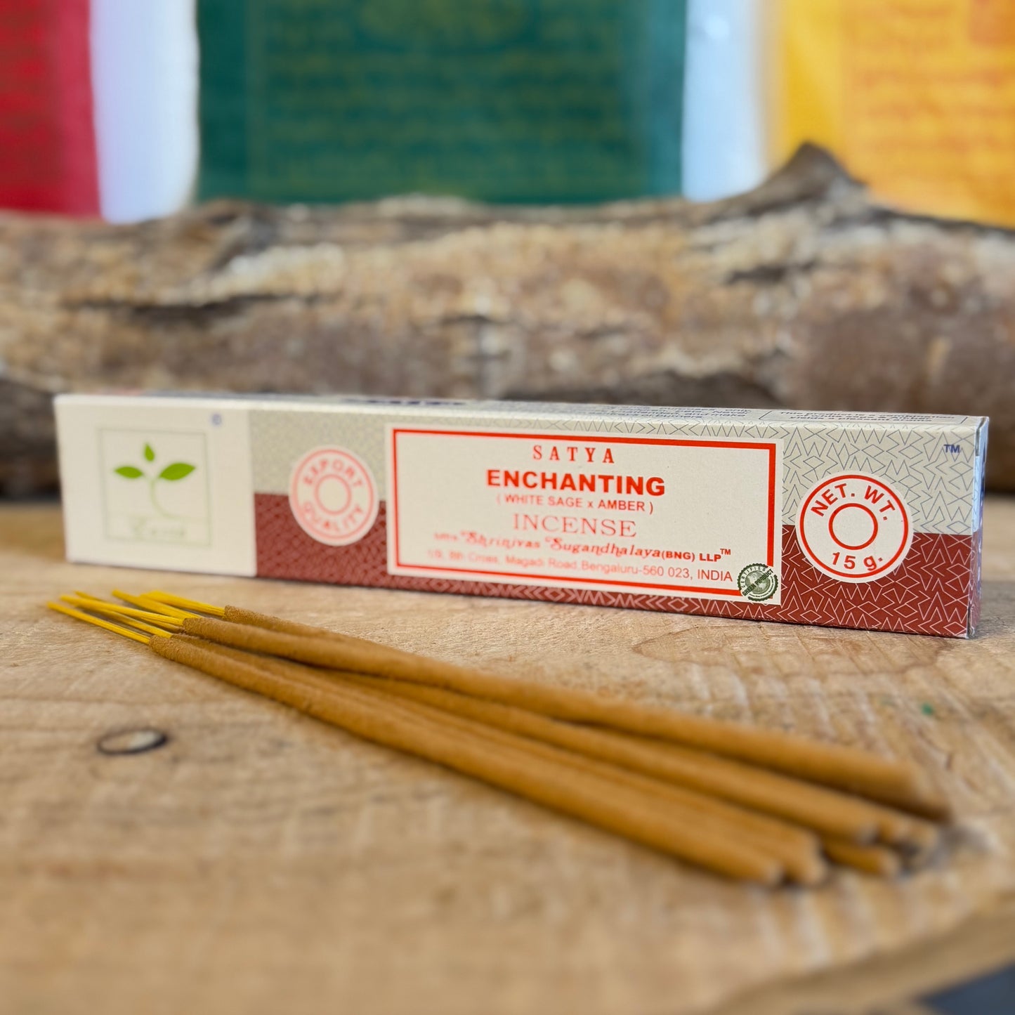 Satya Earth Enchanting - A unique combination of the powerful healing properties of white sage with the cleansing scent of amber. 