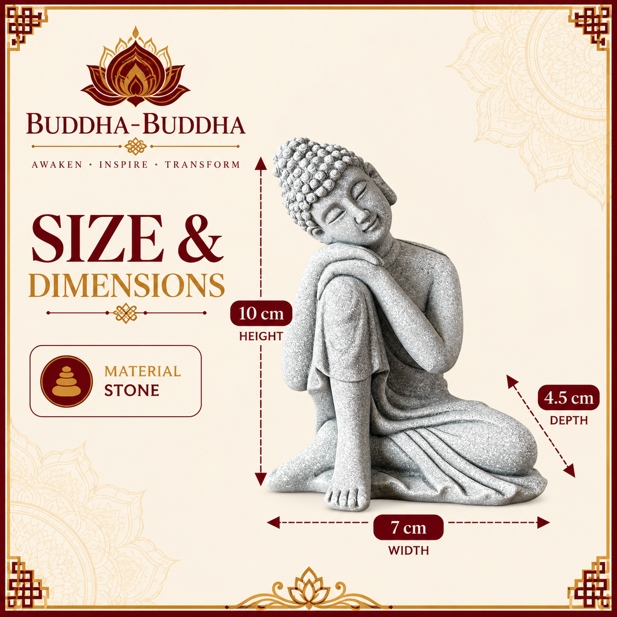 Thai Thinking Buddha Statue 10cm – Stone Buddhist Figurine