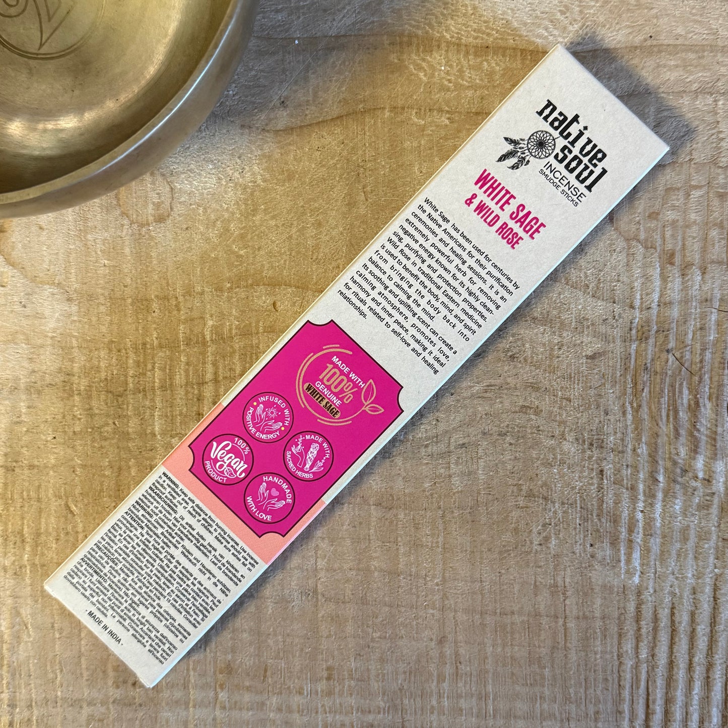 Native Soul White Sage & Wild Rose Smudge Incense – Cleansing & Heart Harmony (15g)