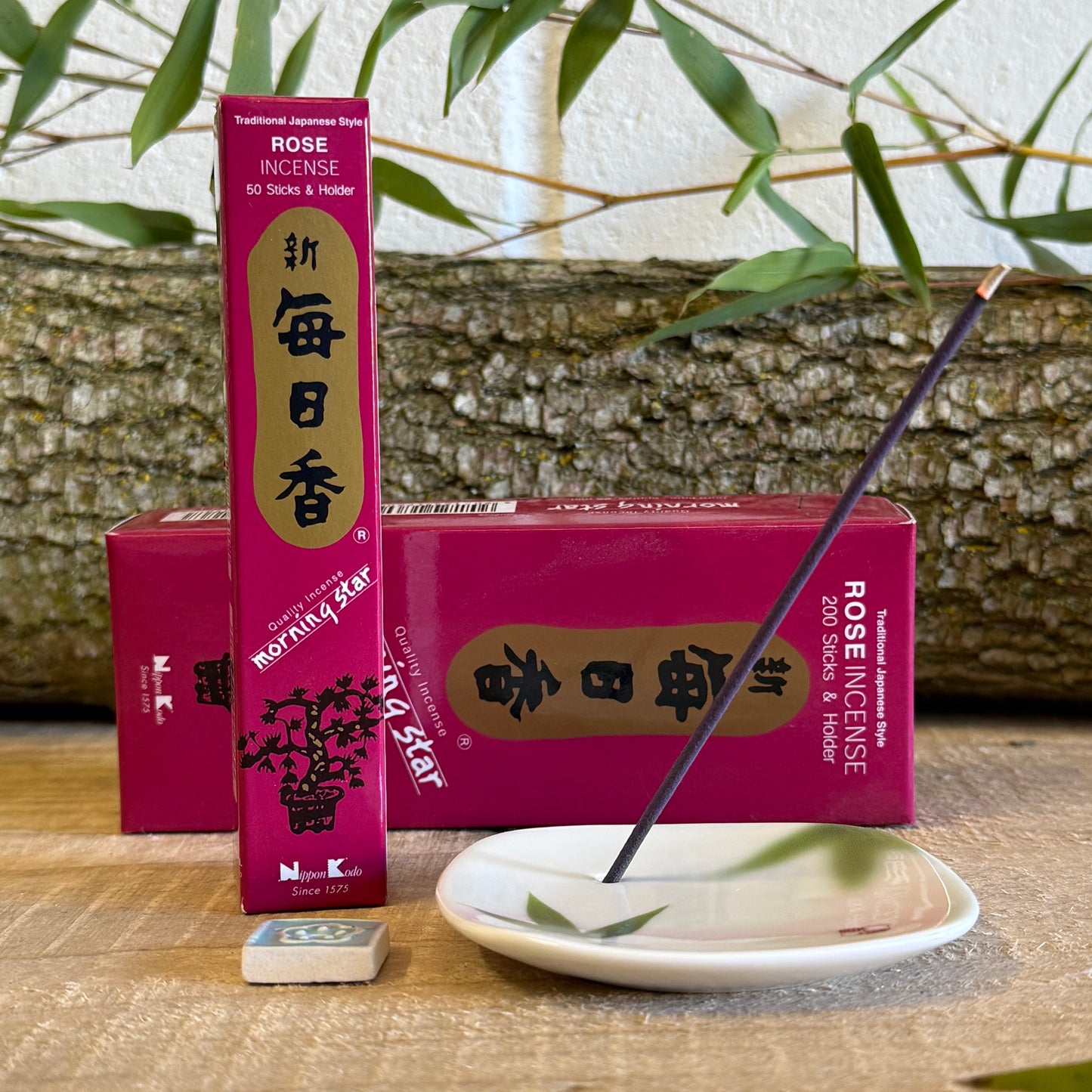 Morning Star Rose incense by Nippon Kodo provides the fresh and gentle scent of classic rose . This popular floral incense is ideal for burning on a regular, daily basis and can be used on its own, or combined with other fragrances to create a unique home blend.
The Morning Star incense benefits from being a pure scent with no bamboo core, plus it doesn’t smoke too much.
Burn Time About 30 minutes
Stick Length: Approximately 12cm each
Country of Origin: The components are from Japan, and manuf