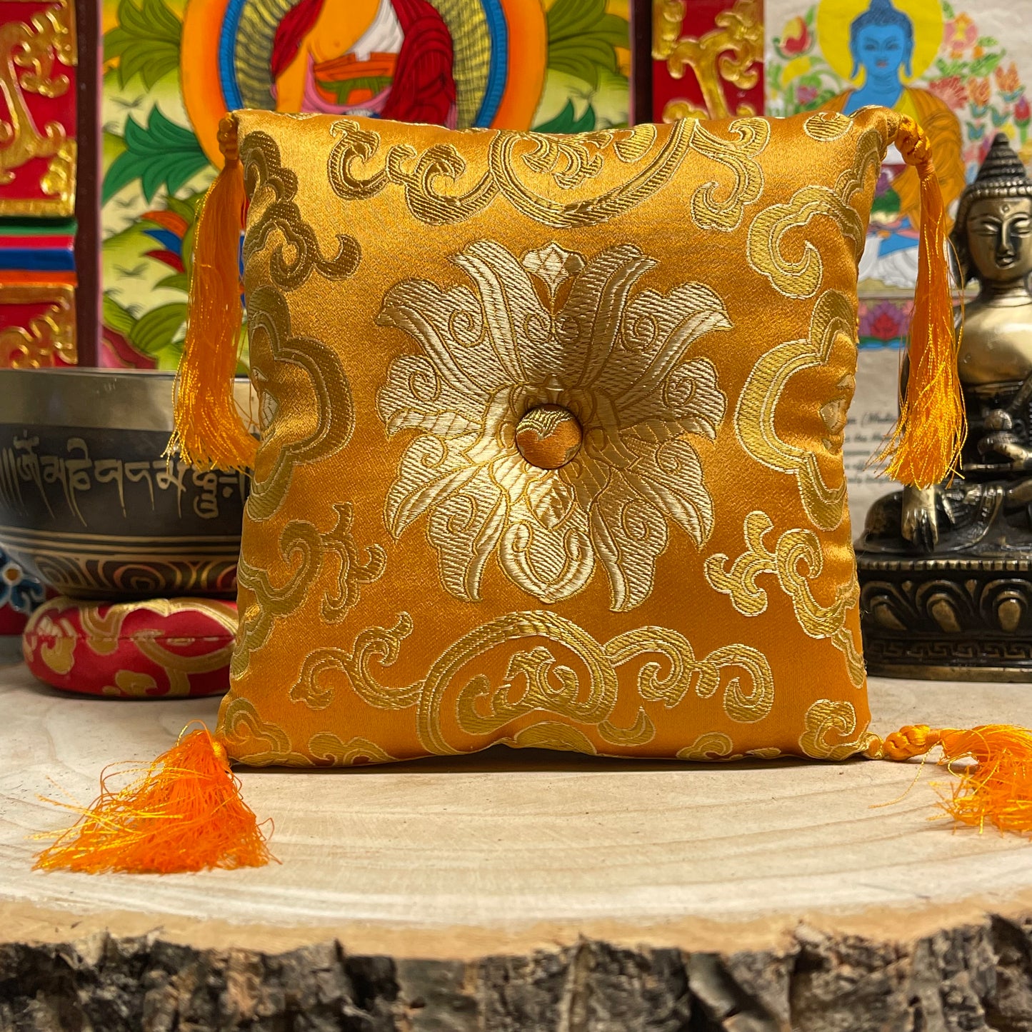 Flat Singing Bowl Cushion 14 X 14 cm