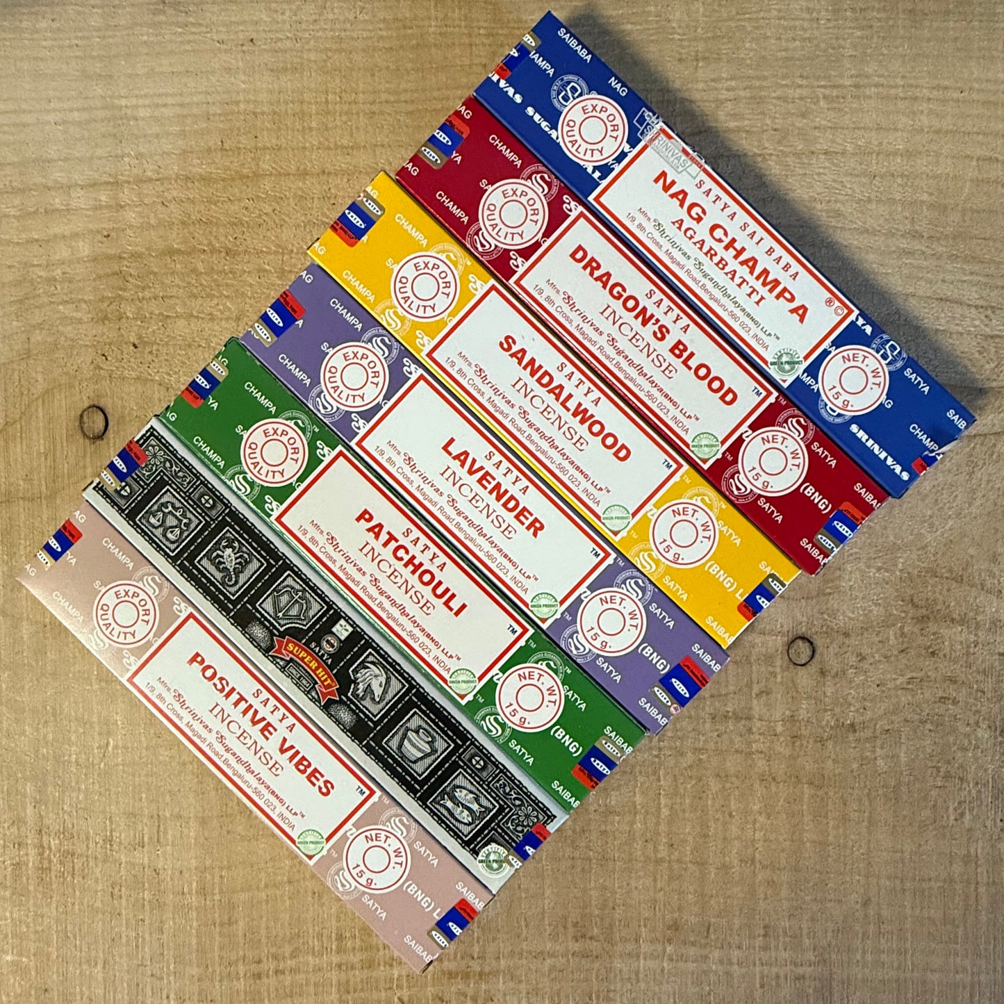 Satya incense gift set with 7 classic fragrances. Handcrafted incense sticks for meditation, yoga, relaxation, and spiritual rituals.