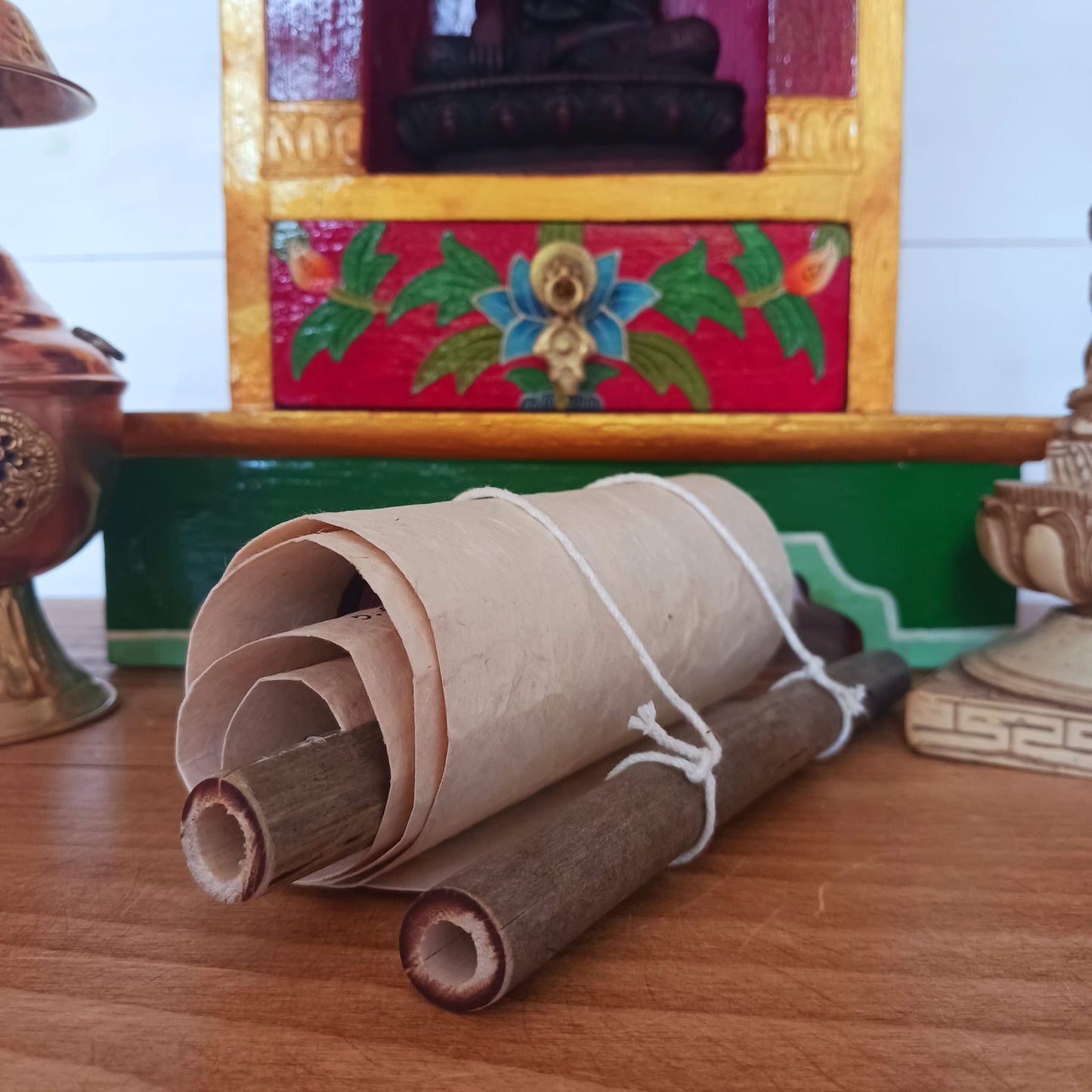 Pancha Buddha Lokta Paper Scroll | Wall Hanging