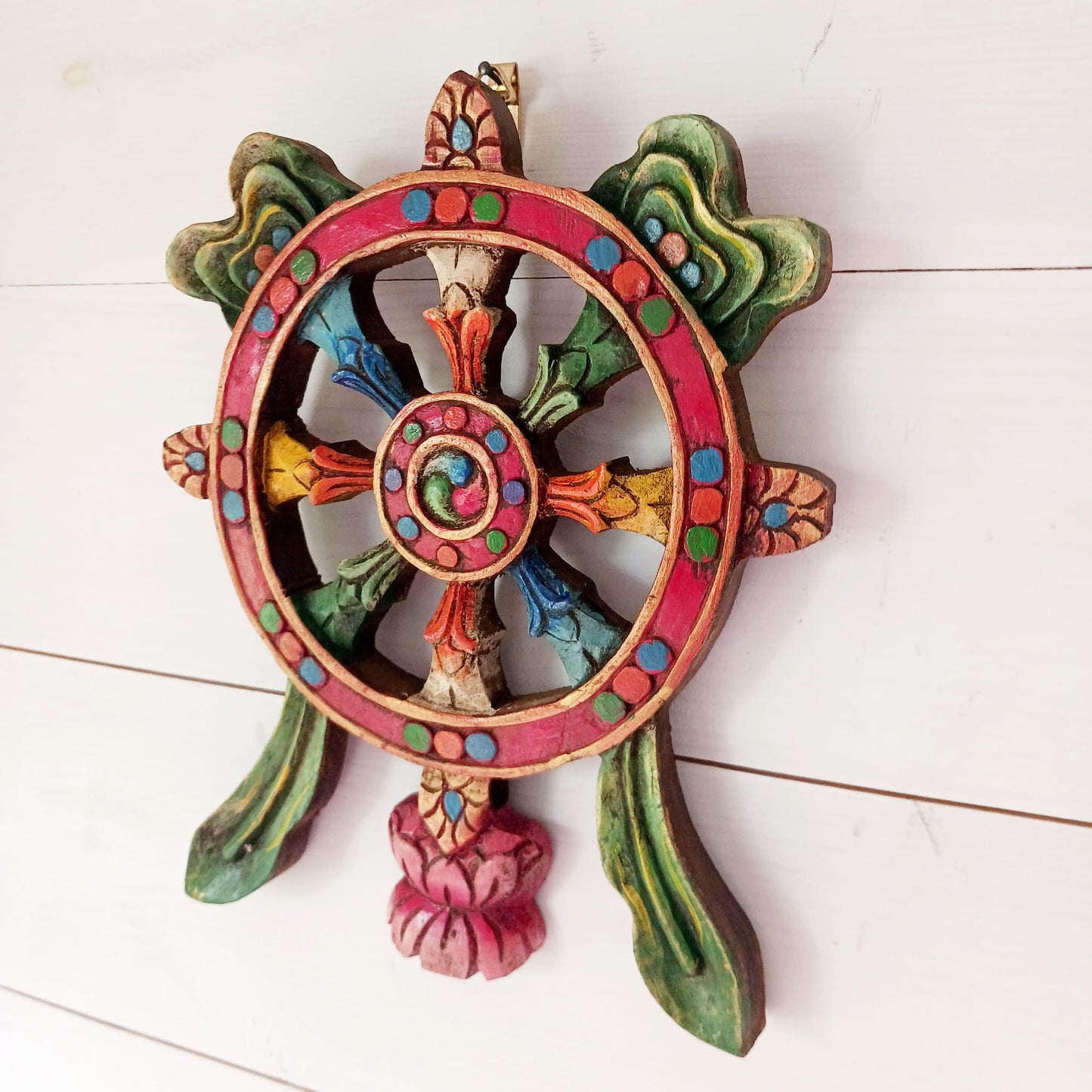 Dharma Wheel Wooden Wall Hanging