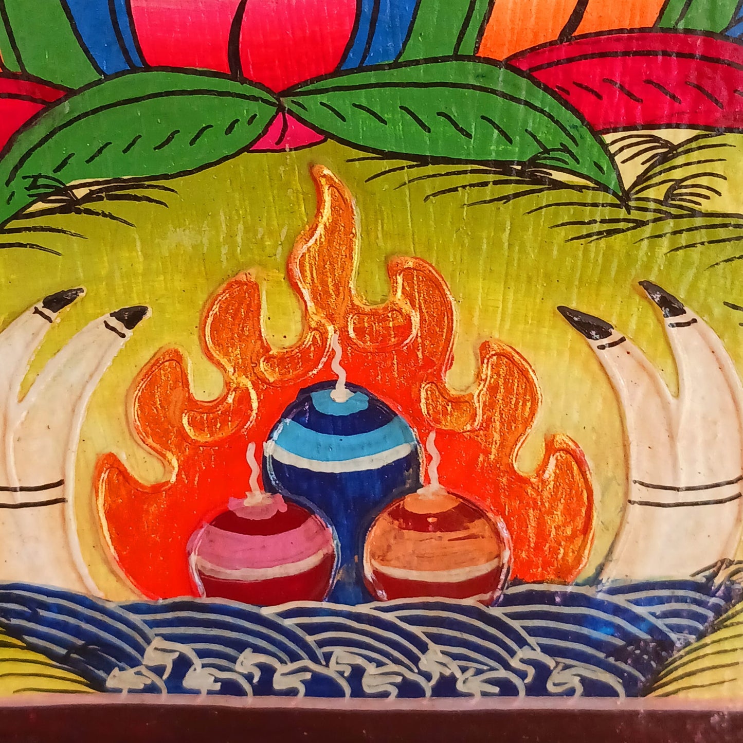 Tibetan White Tara Painting | Wooden Wall Hanging 41cm x 30cm x 2.5cm