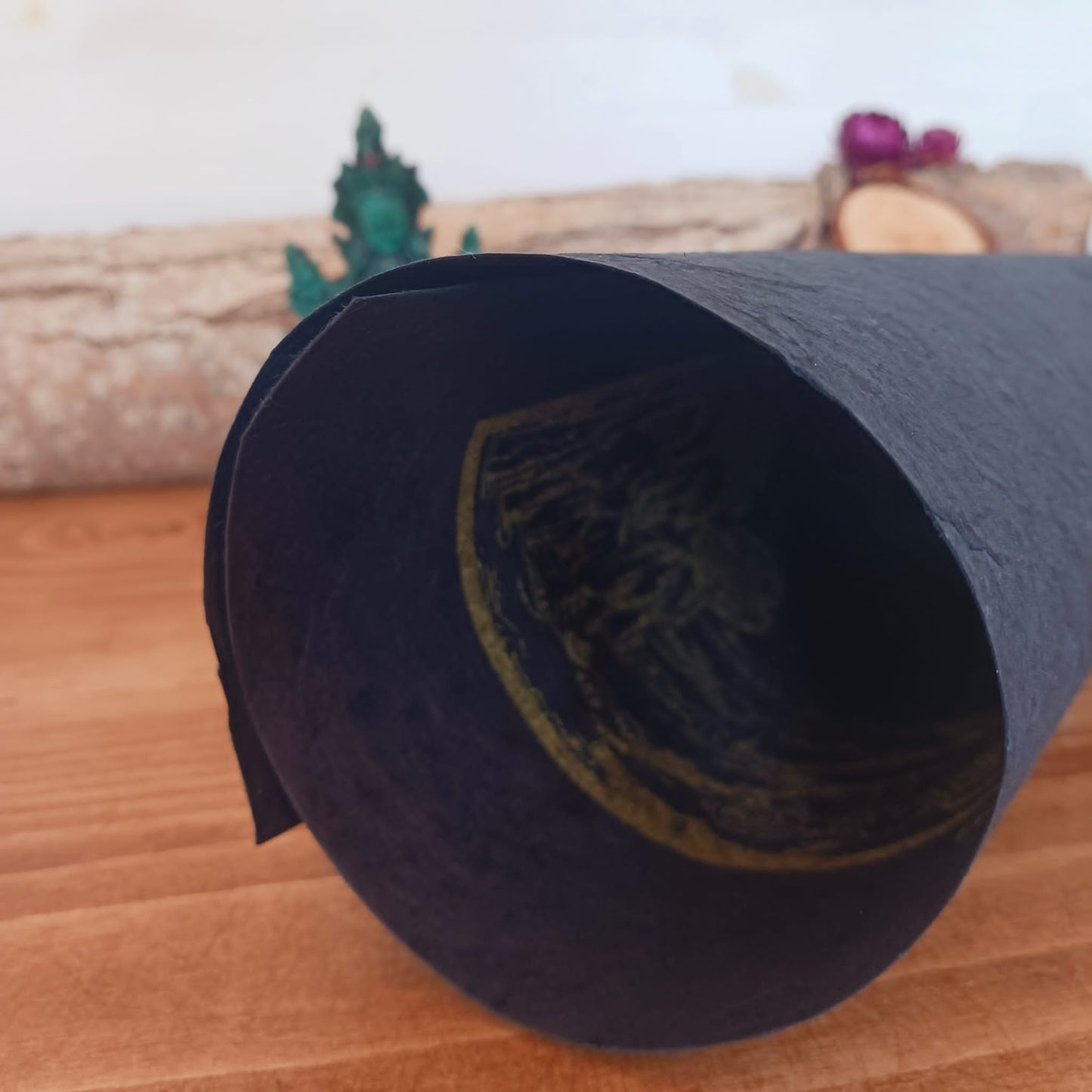 Green Tara Lokta Paper Painting | Gold on Black