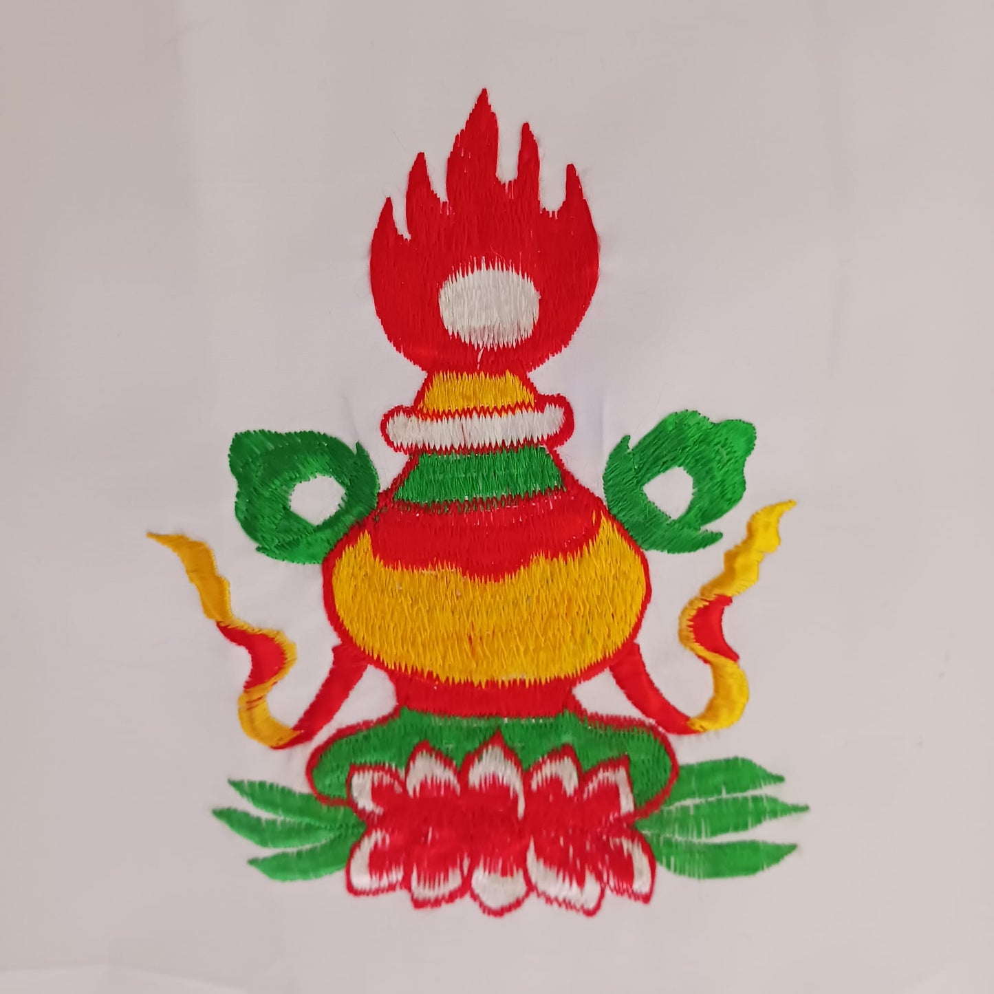 Tibetan Door Curtain | Auspicious Symbols White Blue