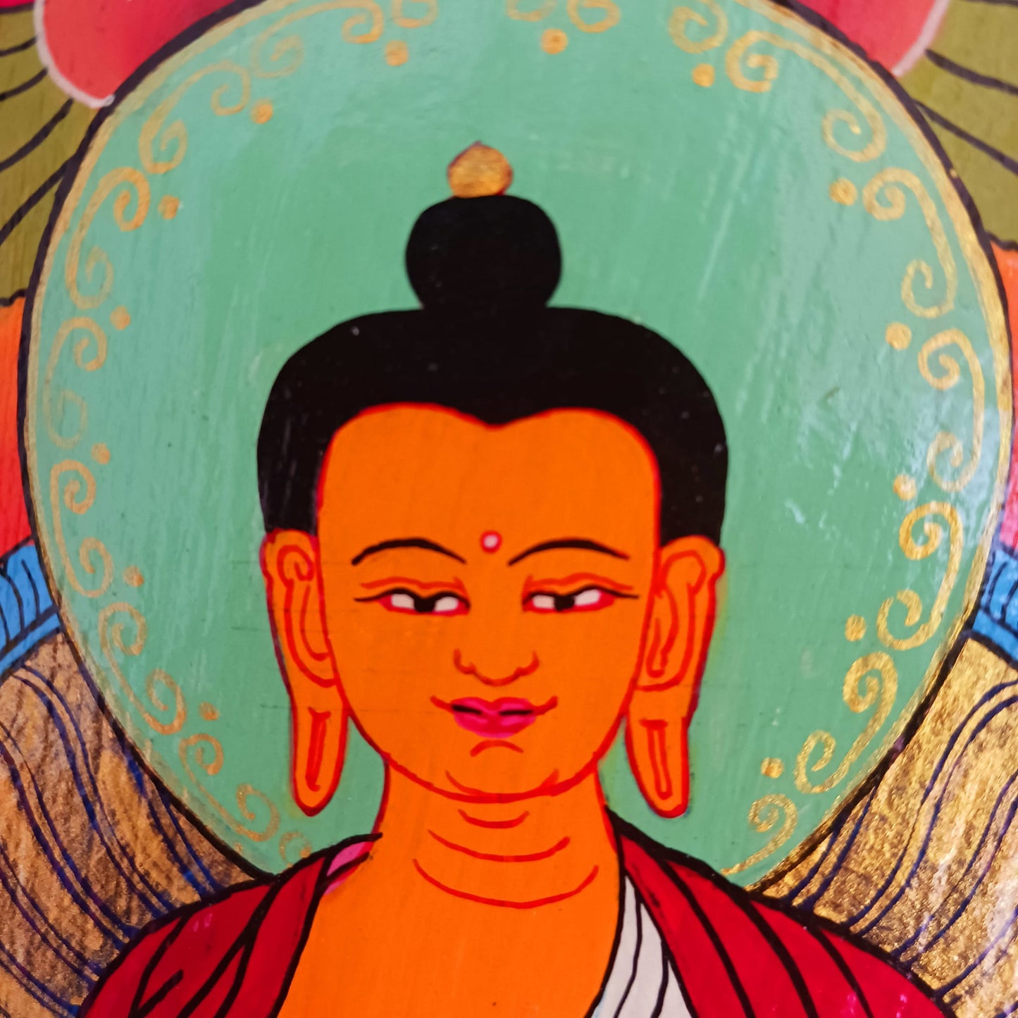 Tibetan Buddha Painting | Wooden Wall Hanging 41cm x 30cm x 2.5cm