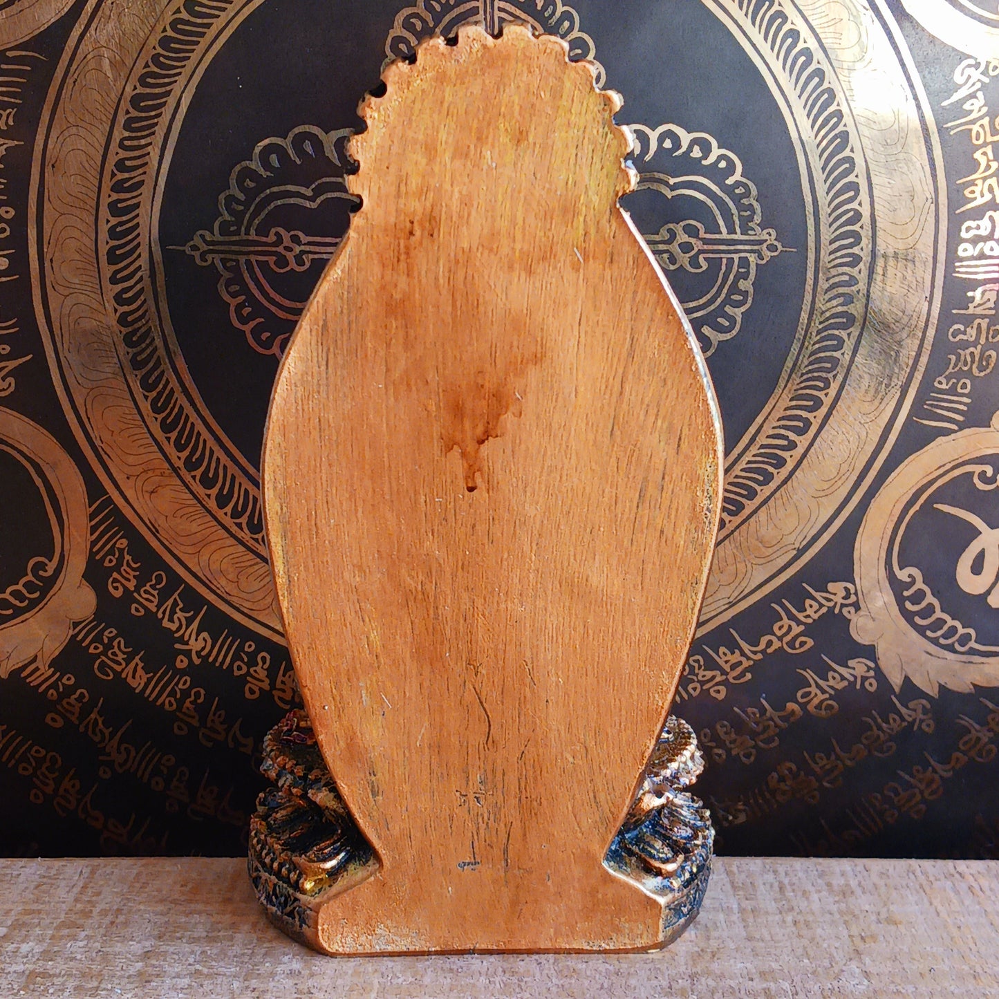 This finely detailed statue depicts the Historical Buddha Shakyamuni in the revered Bhumisparsha Mudra, the iconic earth-touching hand gesture symbolizing the moment of enlightenment.