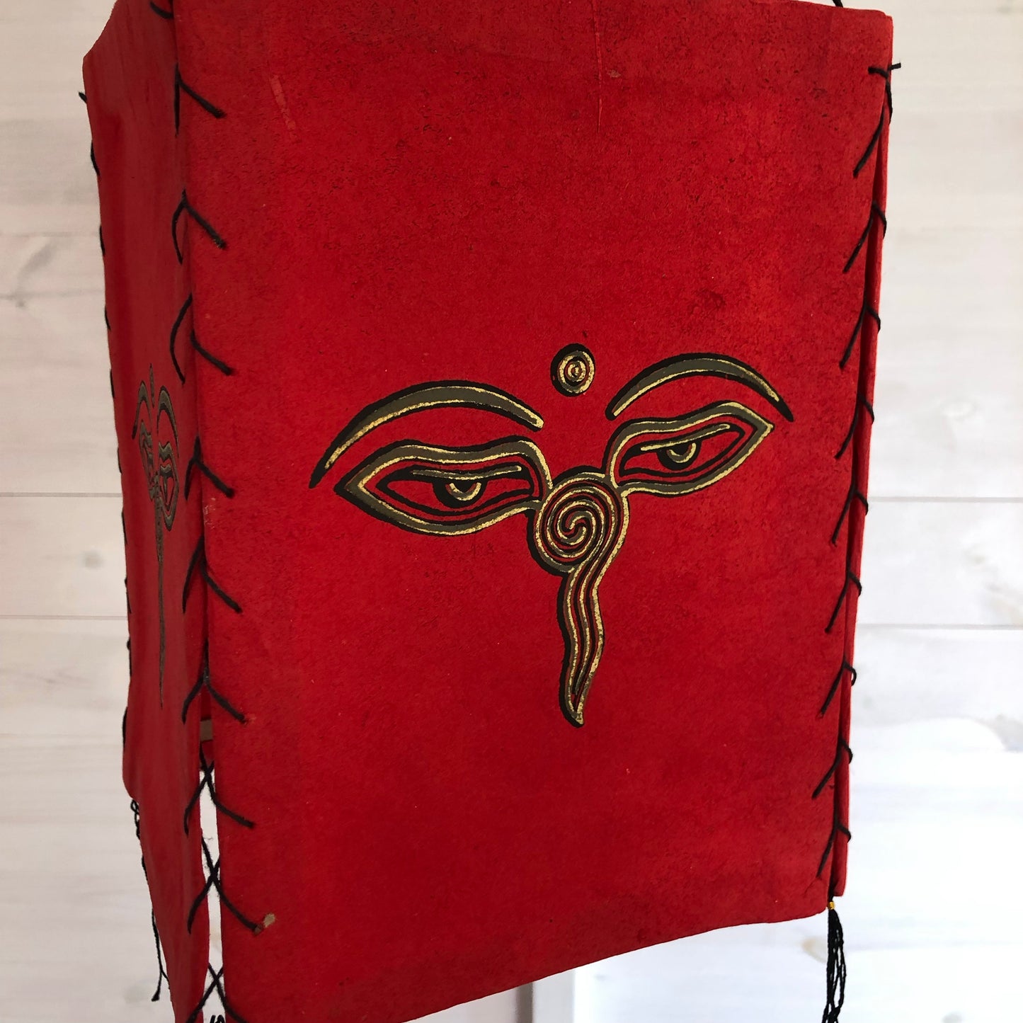 Lokta Paper Nepalese Lampshade Wisdom eyes (Red)