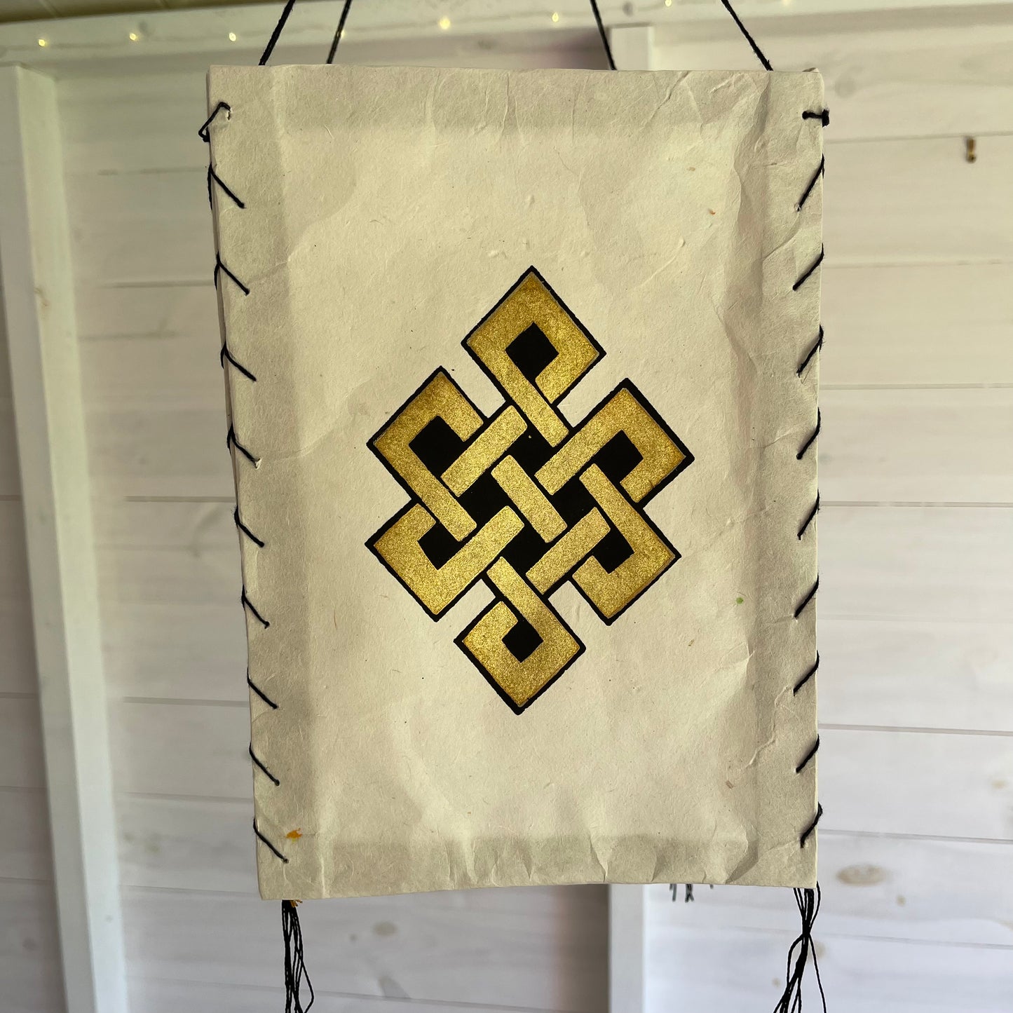Lokta Paper Nepalese Lampshade Endless Knot | Natural