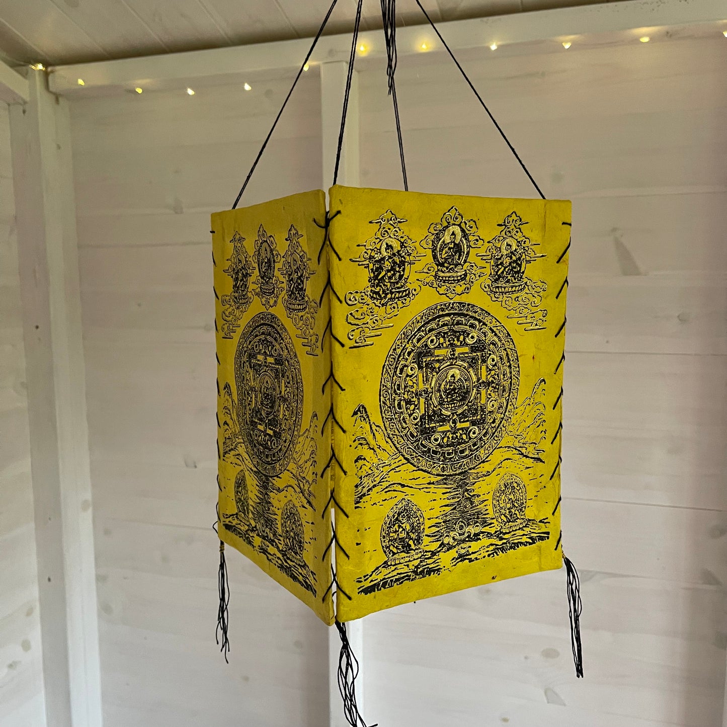 Lokta Paper Nepalese Lampshade Buddha mandala (Yellow)