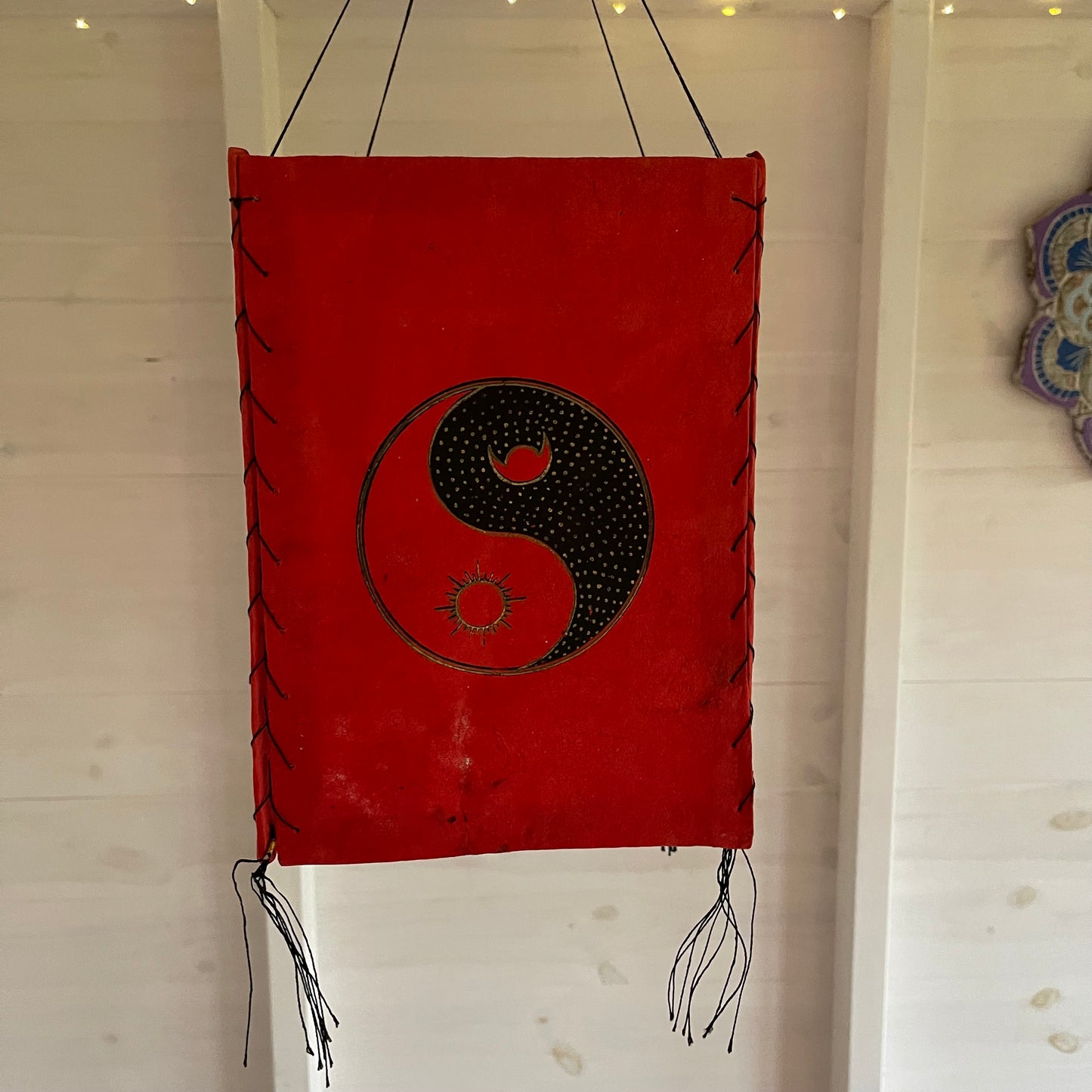 Lokta Paper Nepalese Lampshade Yin Yang (Red)