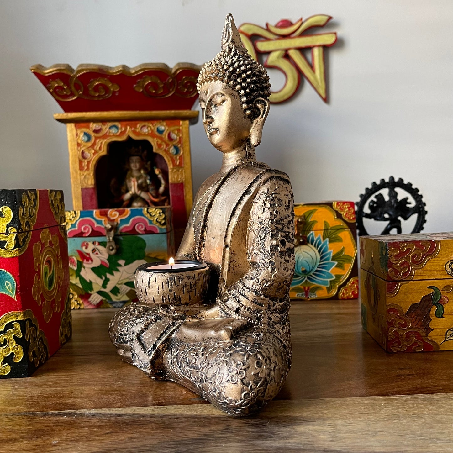 Buddha with candleholder with tea light candle Holder 28cm