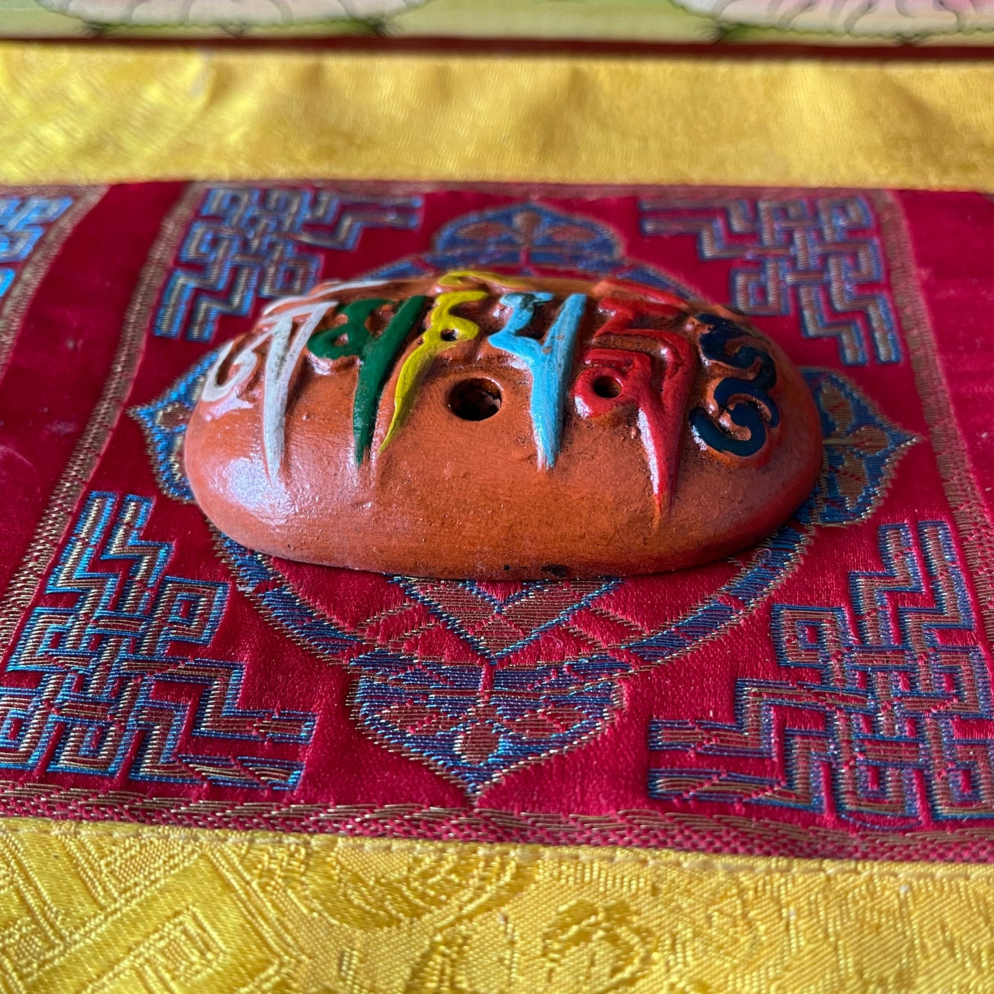 Om Mani Clay Incense Holder