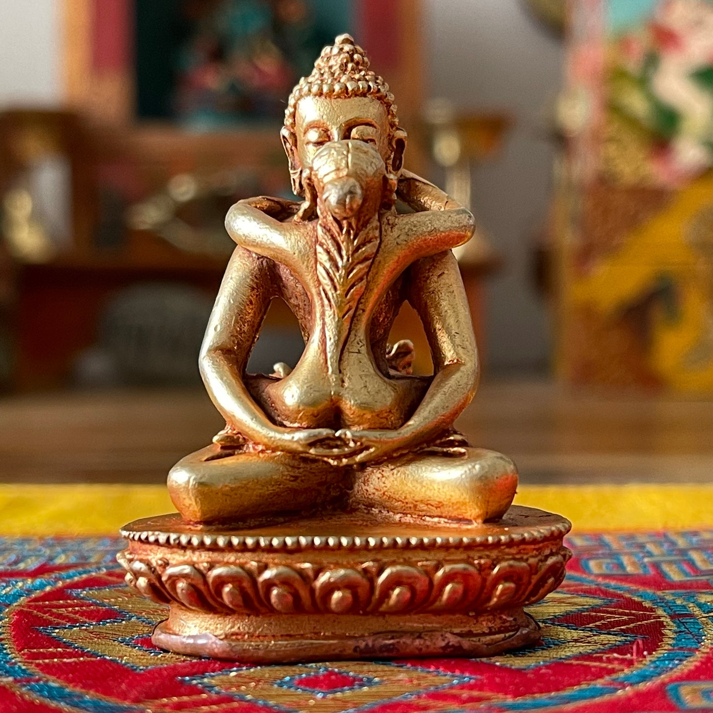 Gold Plated Tibetan Statue of Yab Yum Samantabhadra 6 cm