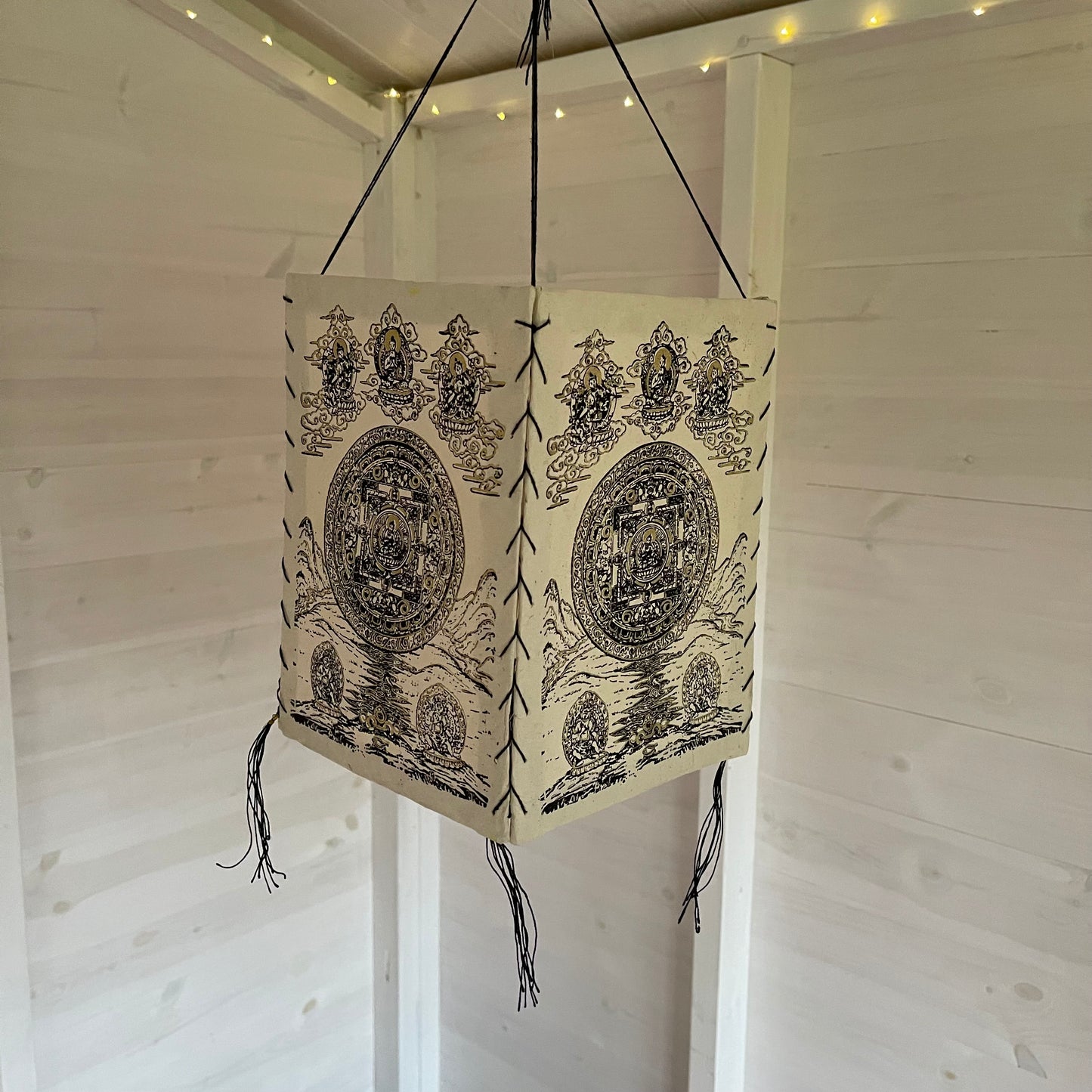 Lokta Paper Nepalese Lampshade Buddha mandala (Natural)