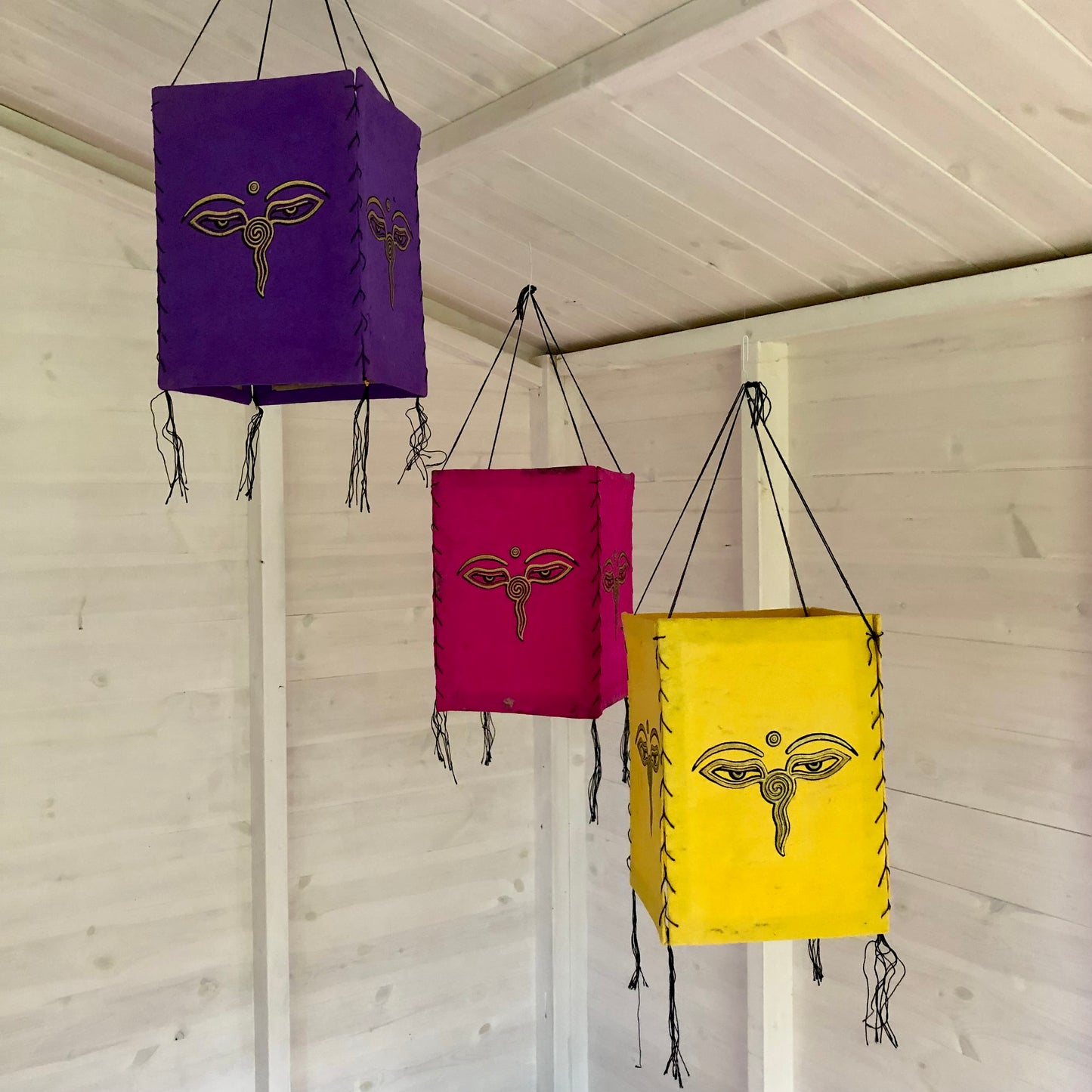 Lokta Paper Nepalese Lampshade Wisdom eyes (Yellow)