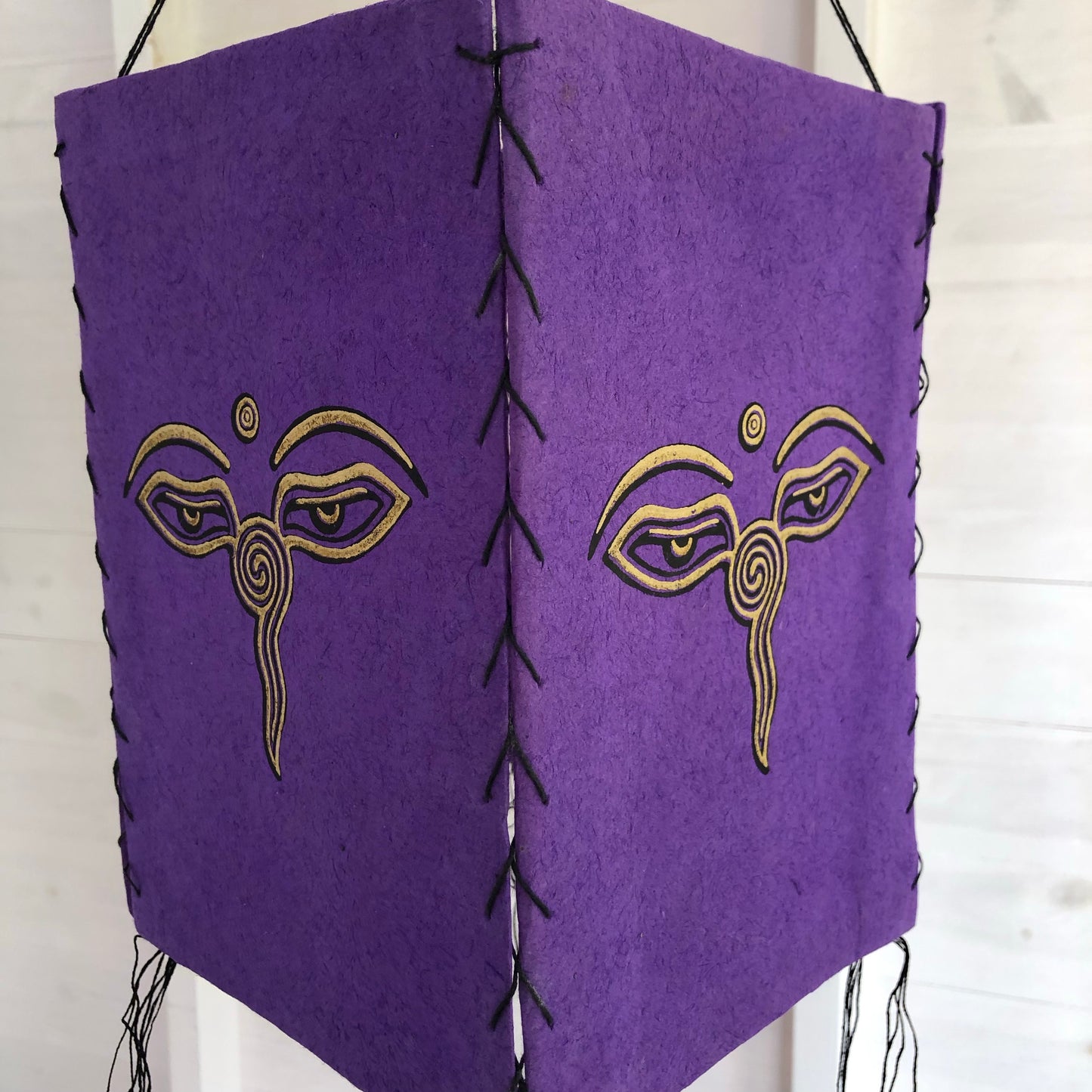 Lokta Paper Nepalese Lampshade Wisdom eyes (Purple)