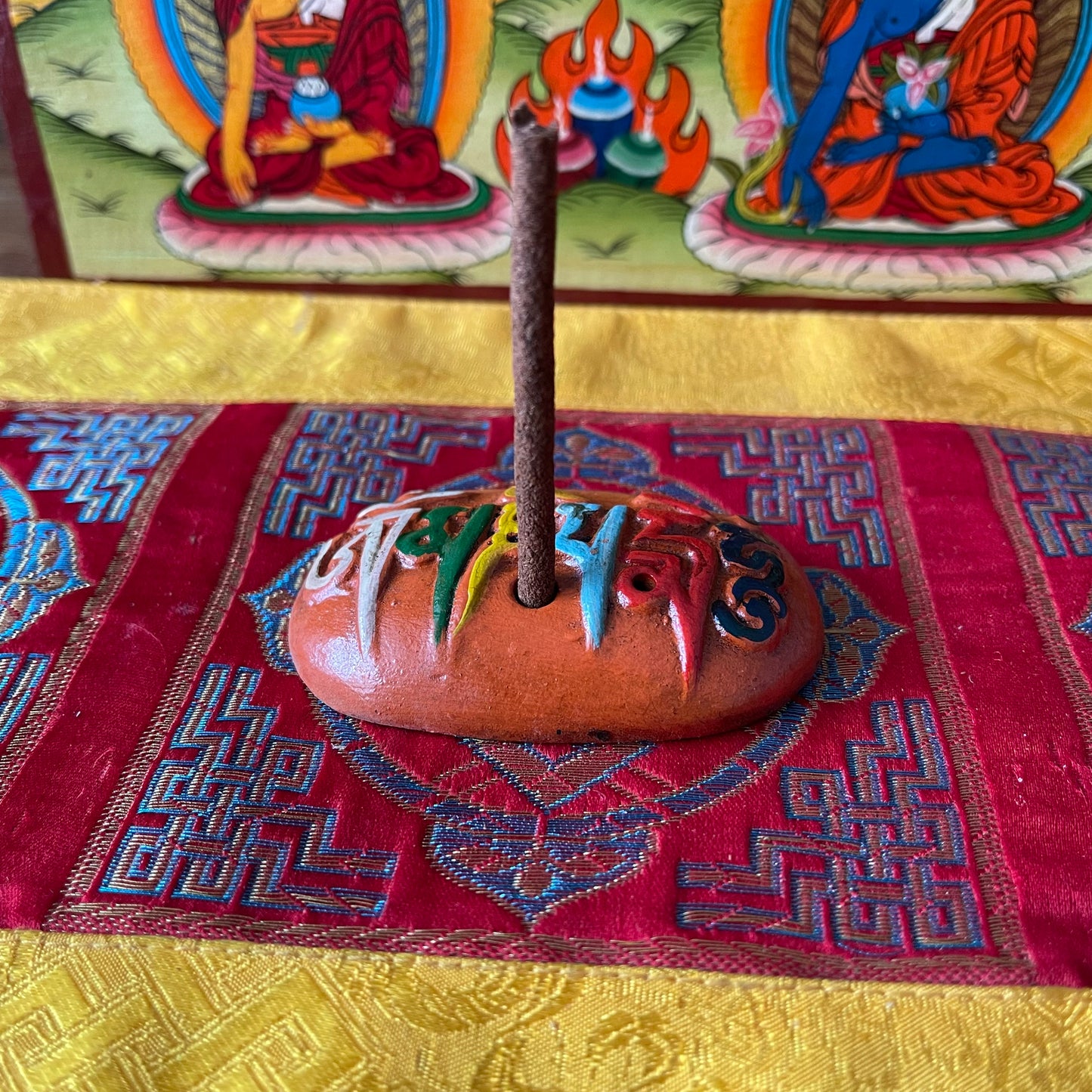 Om Mani Clay Incense Holder