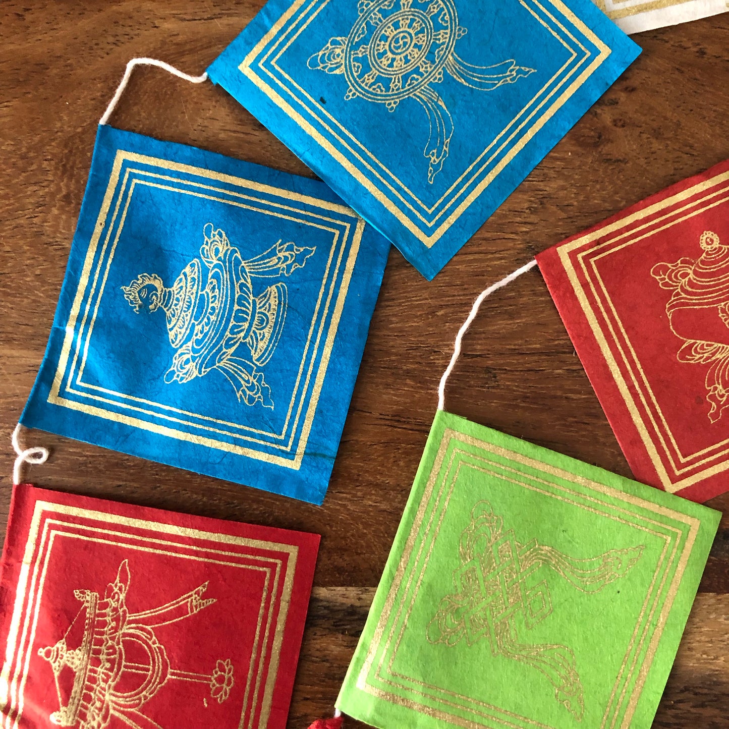 Tiny paper prayer flags- 25 leaf Symbols