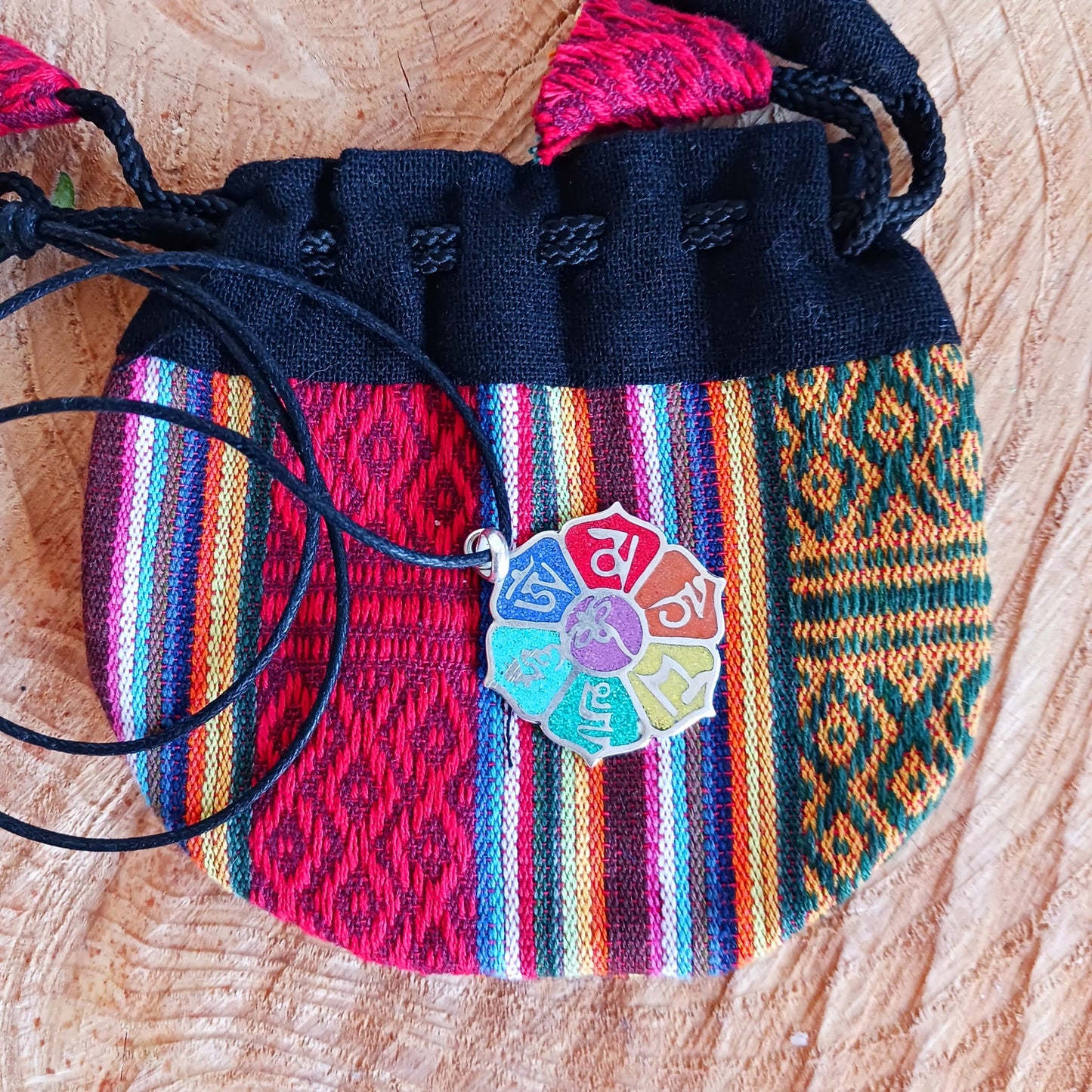 Chakra pendant Om Mani Padme Hum