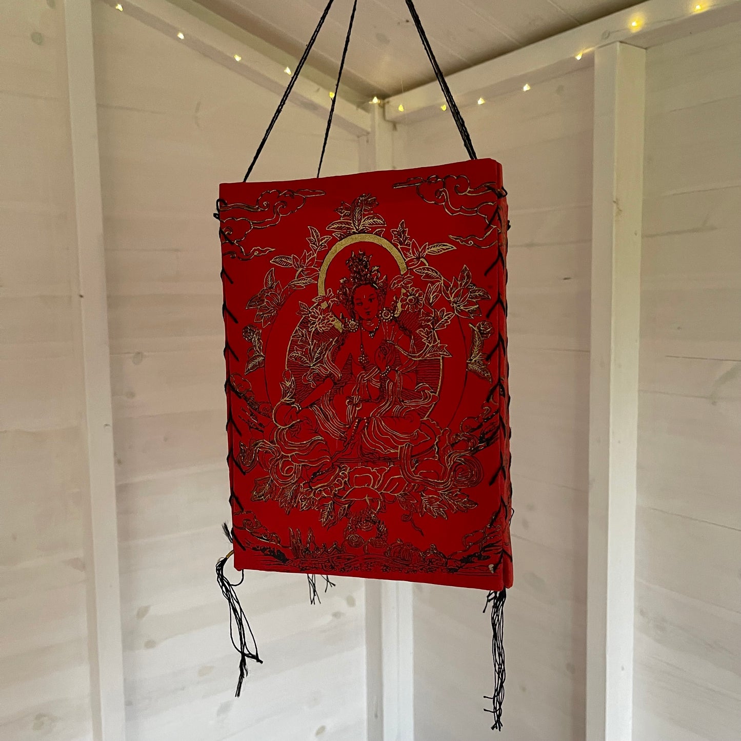 Lokta Paper Nepalese Lampshade Green Tara | Red