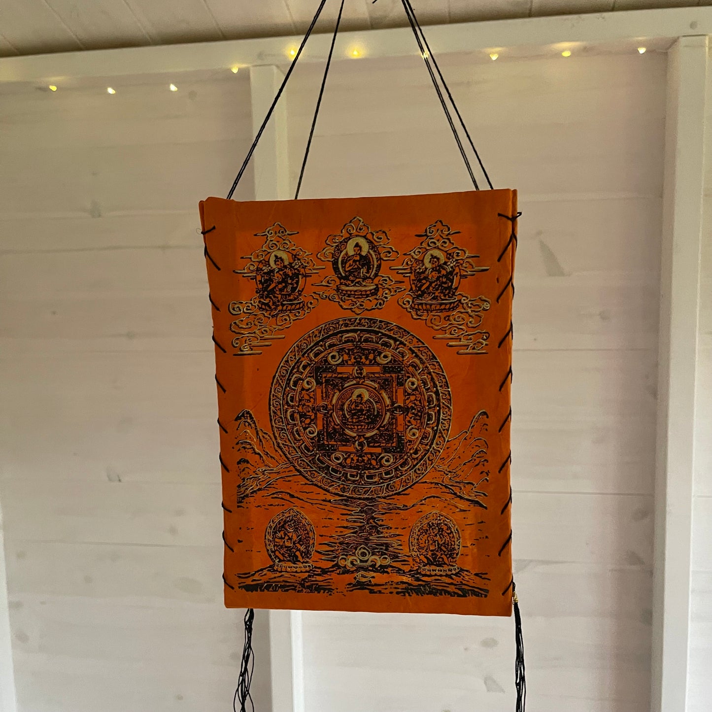 Lokta Paper Nepalese Lampshade Buddha mandala (Orange)