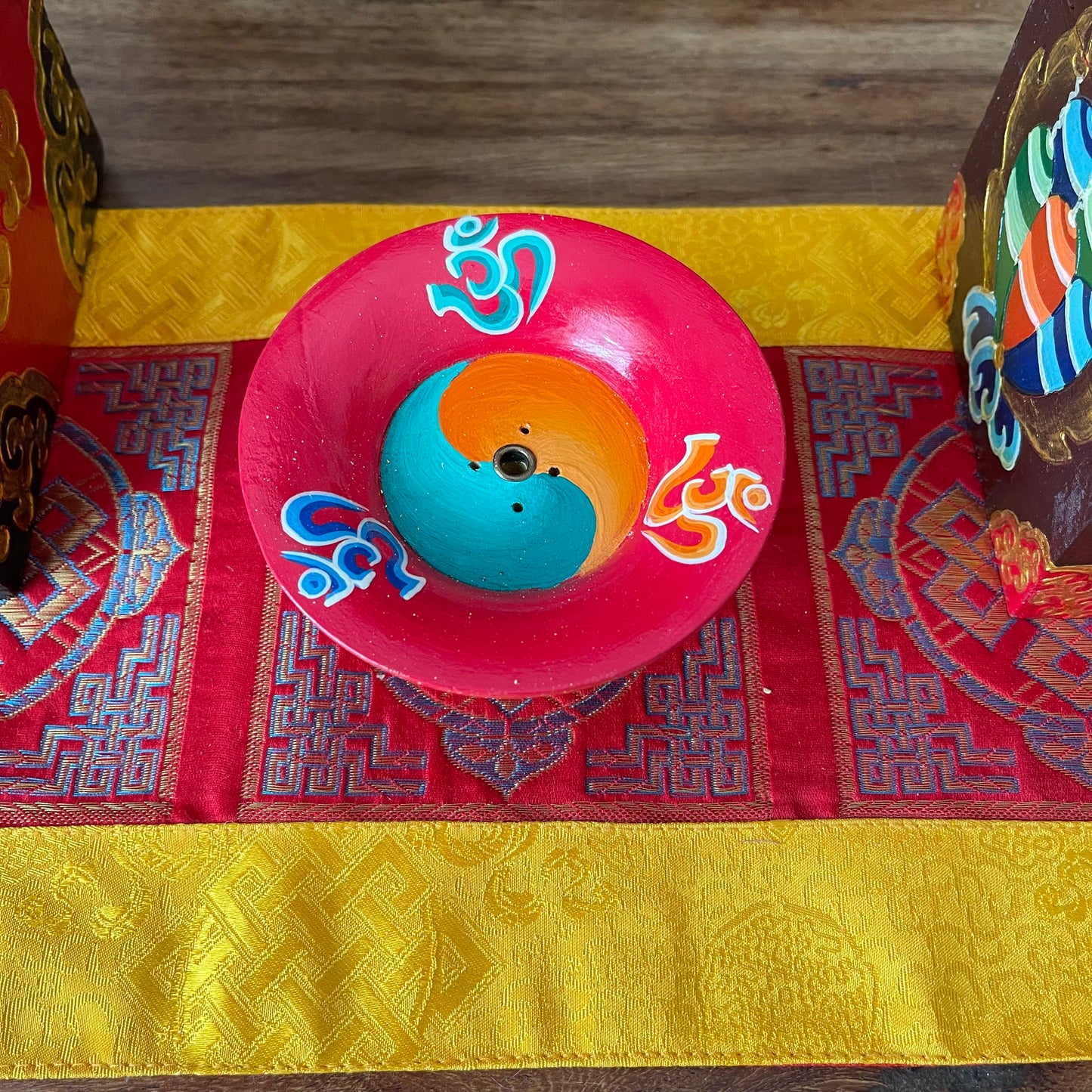 Tibetan Incense stick burner Hand painted OM