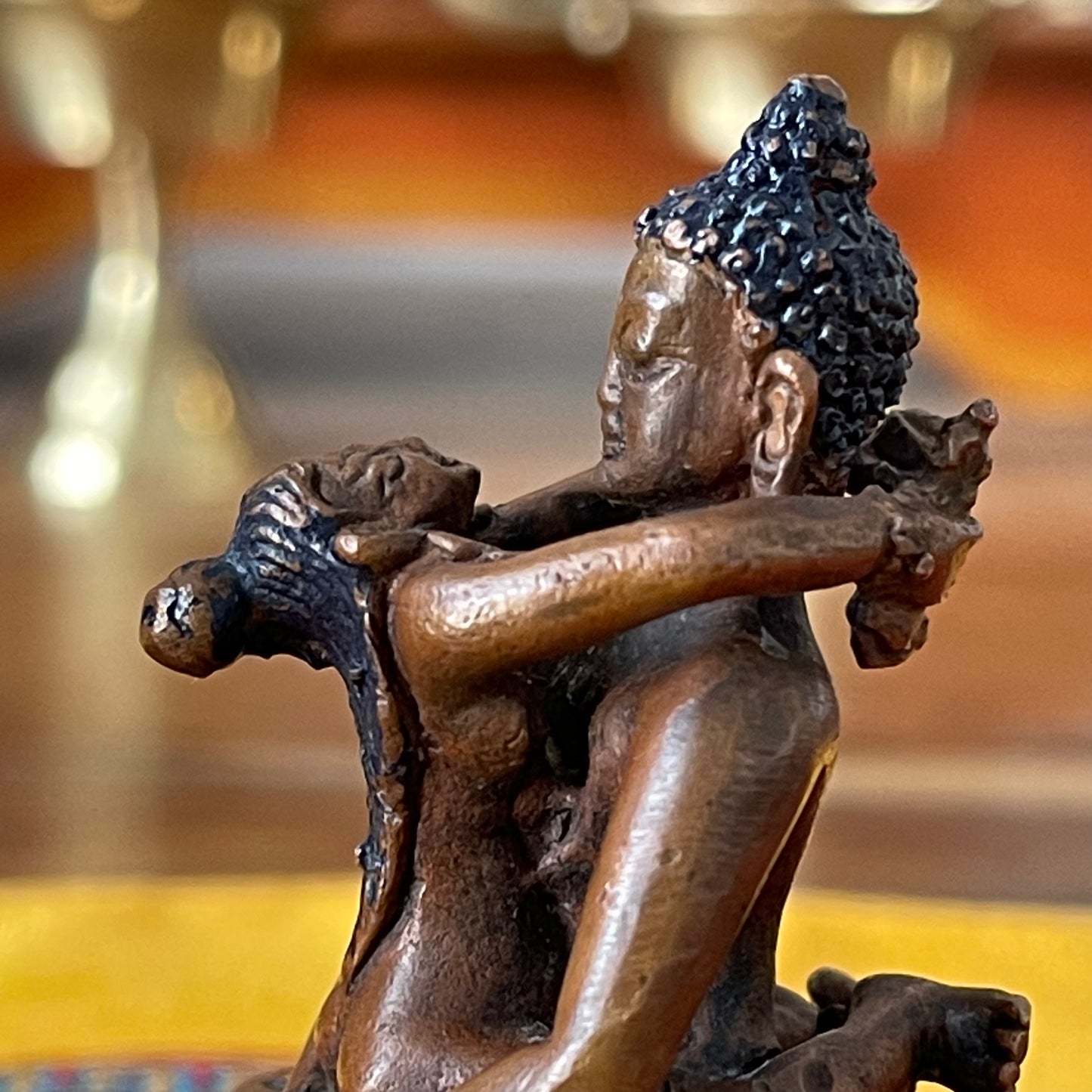Copper Tibetan Statue of Samantabhadra 6 cm (fine detail)