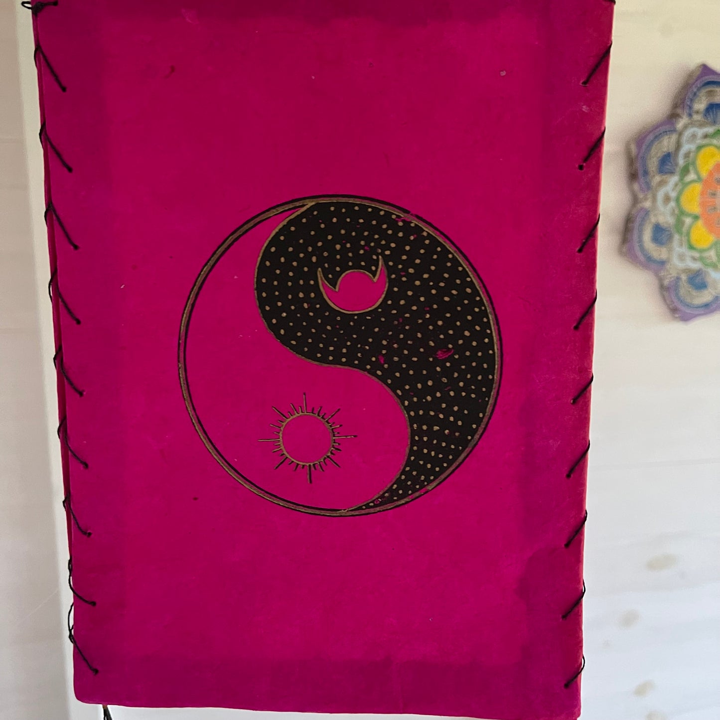Lokta Paper Nepalese Lampshade Yin Yang (Pink)