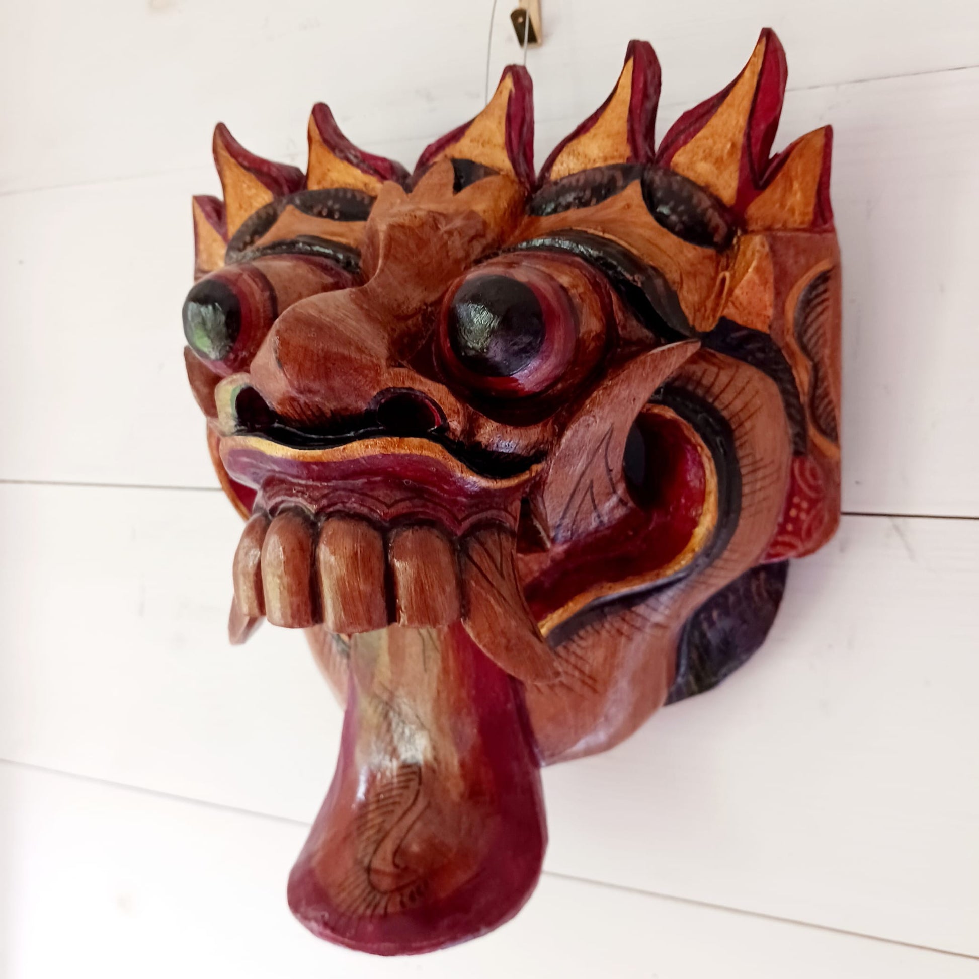 Handcarved Balinese Rangda Barong Dance Mask