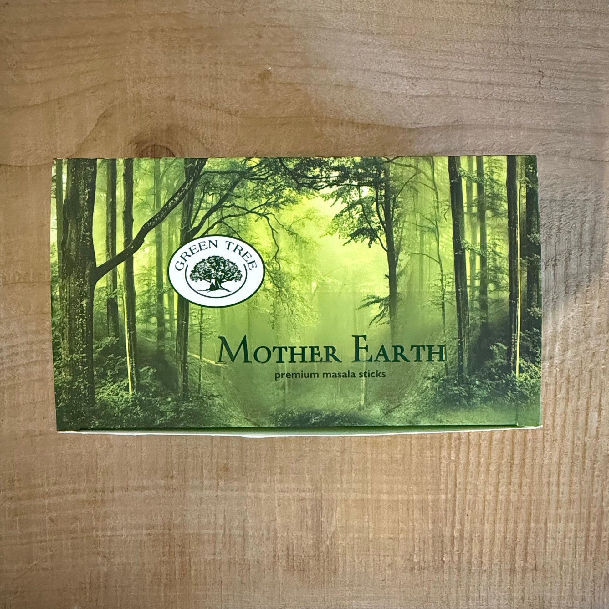 Reconnect with Earth energy using Green Tree Mother Earth Incense. A blend of herbs, resins & oils. Hand-rolled in India. 12 sticks per pack.