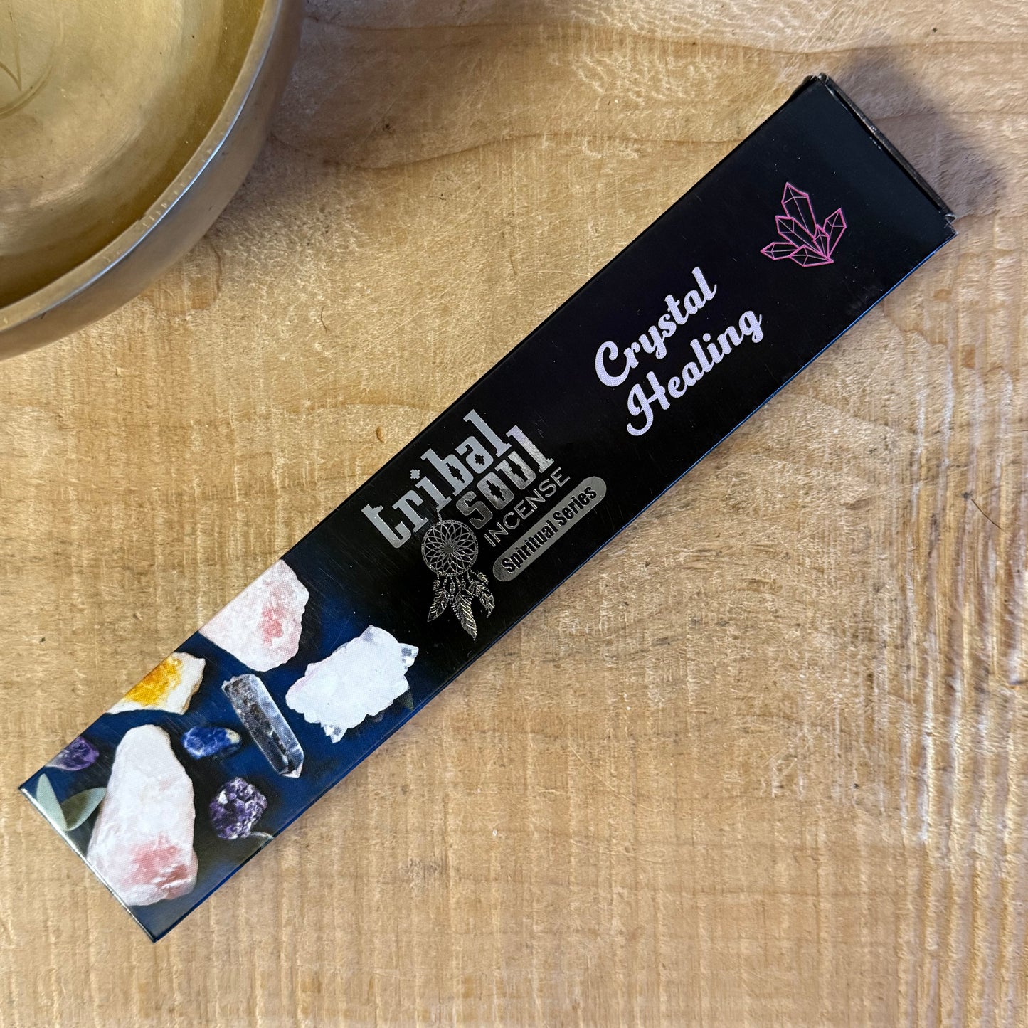 Tribal Soul Crystal Healing Incense supports energy cleansing and balance. Includes incense holder, ideal for meditation, ritual, and aura clearing.