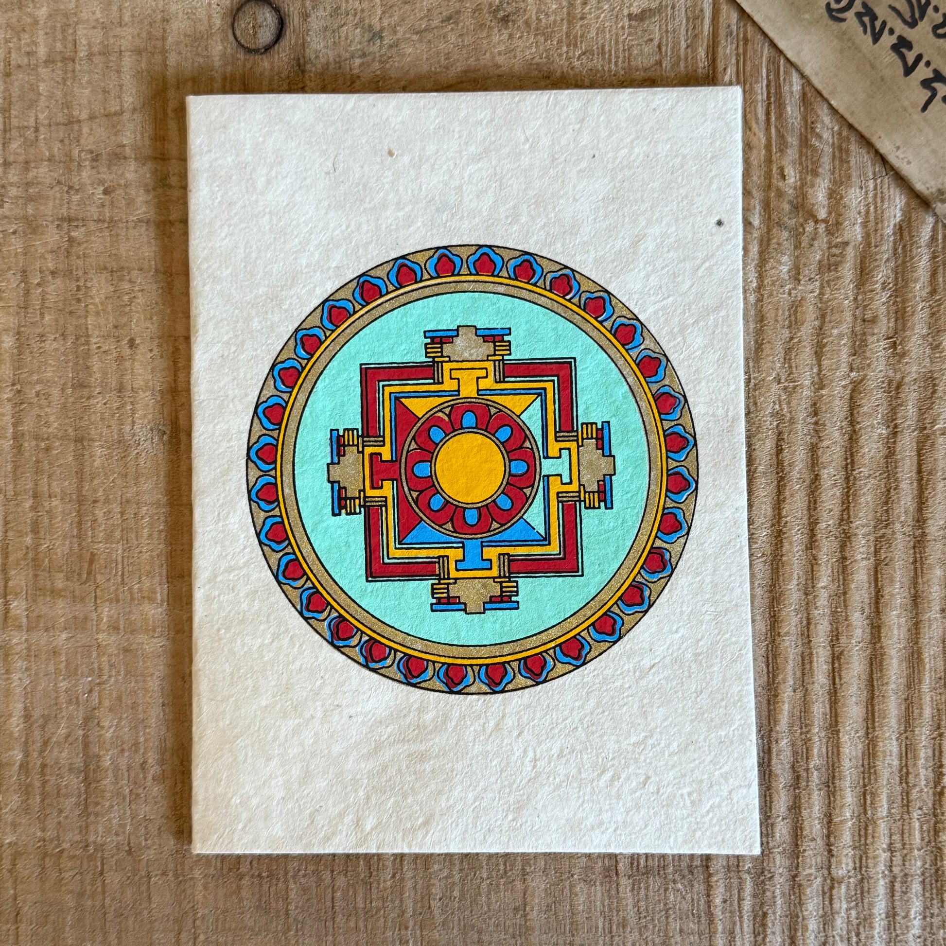 Beautifully coloured and decorated greetings card, made from Lokta paper. Lokta paper making is a traditional practice from the high altitude Himalayan forests of Nepal. The Lokta bush is a fast growing shrub and the paper making process helps to provide economic stability for some of Nepal's poorer rural people.

Lokta paper card with envelopes
Made from a sustainable plant source
Fair Trade from Nepal

Size: 15.5 x 11.5 cm