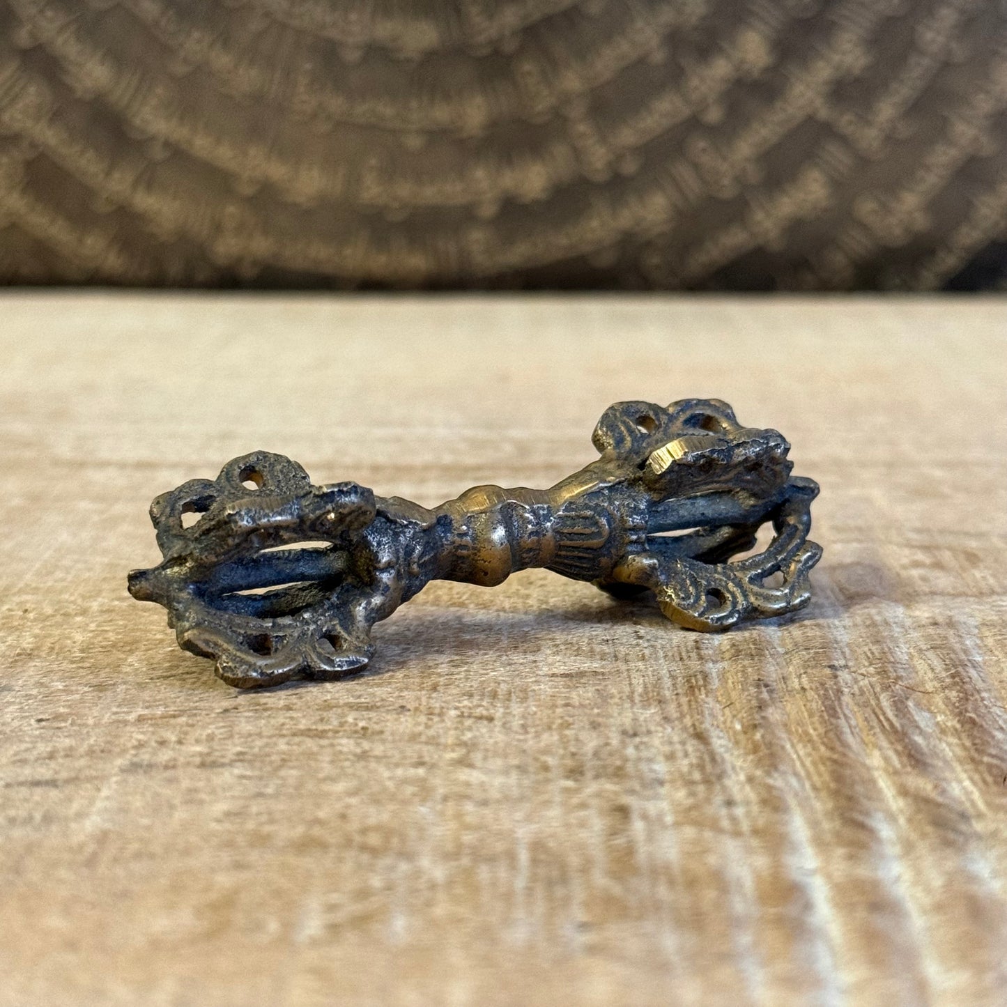 Handmade Dorje Vajra 7.5cm in solid brass. Sacred Tibetan Buddhist ritual object for meditation, altar use, and spiritual practice.