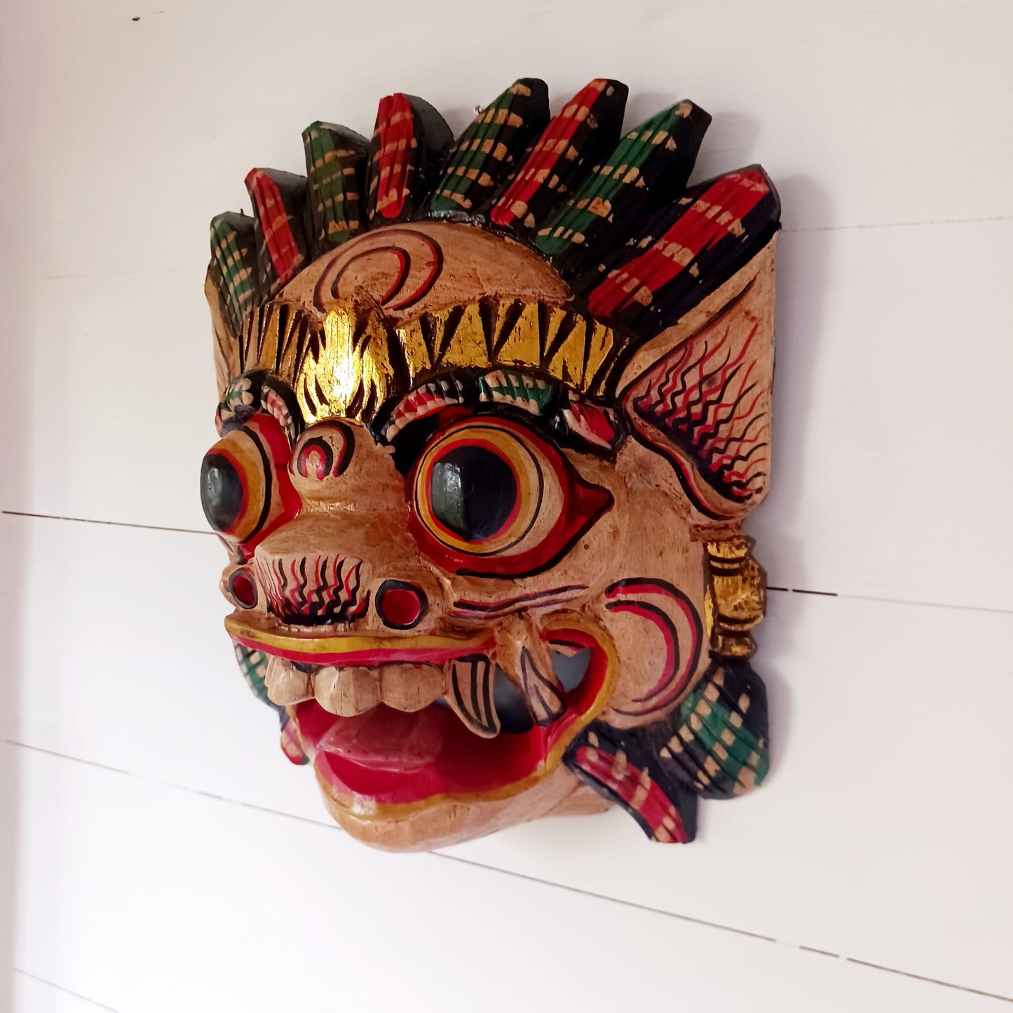 Handcarved Balinese Raksassa Large Mask | Cream