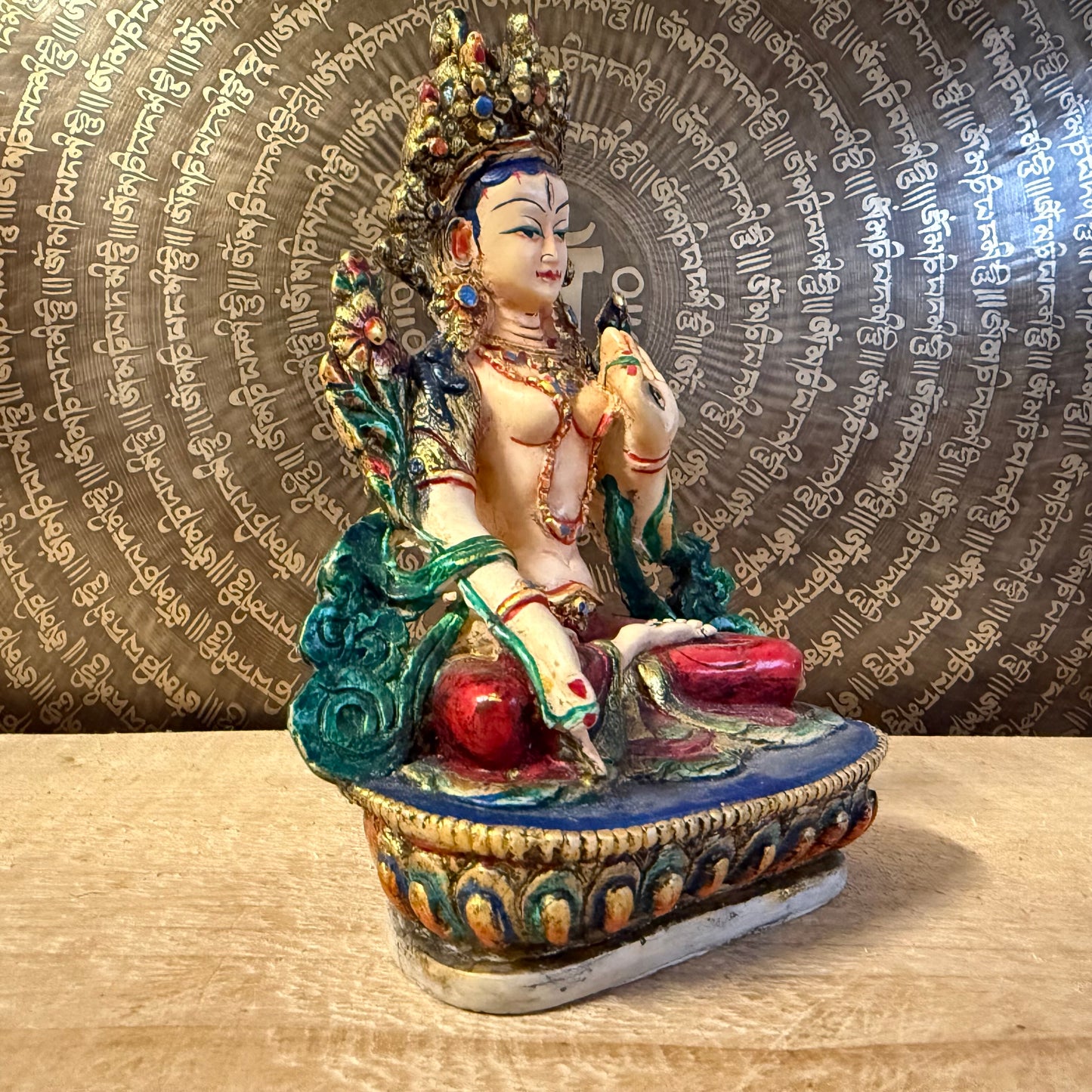 Handcrafted White Tara Buddhist statue symbolising compassion and healing