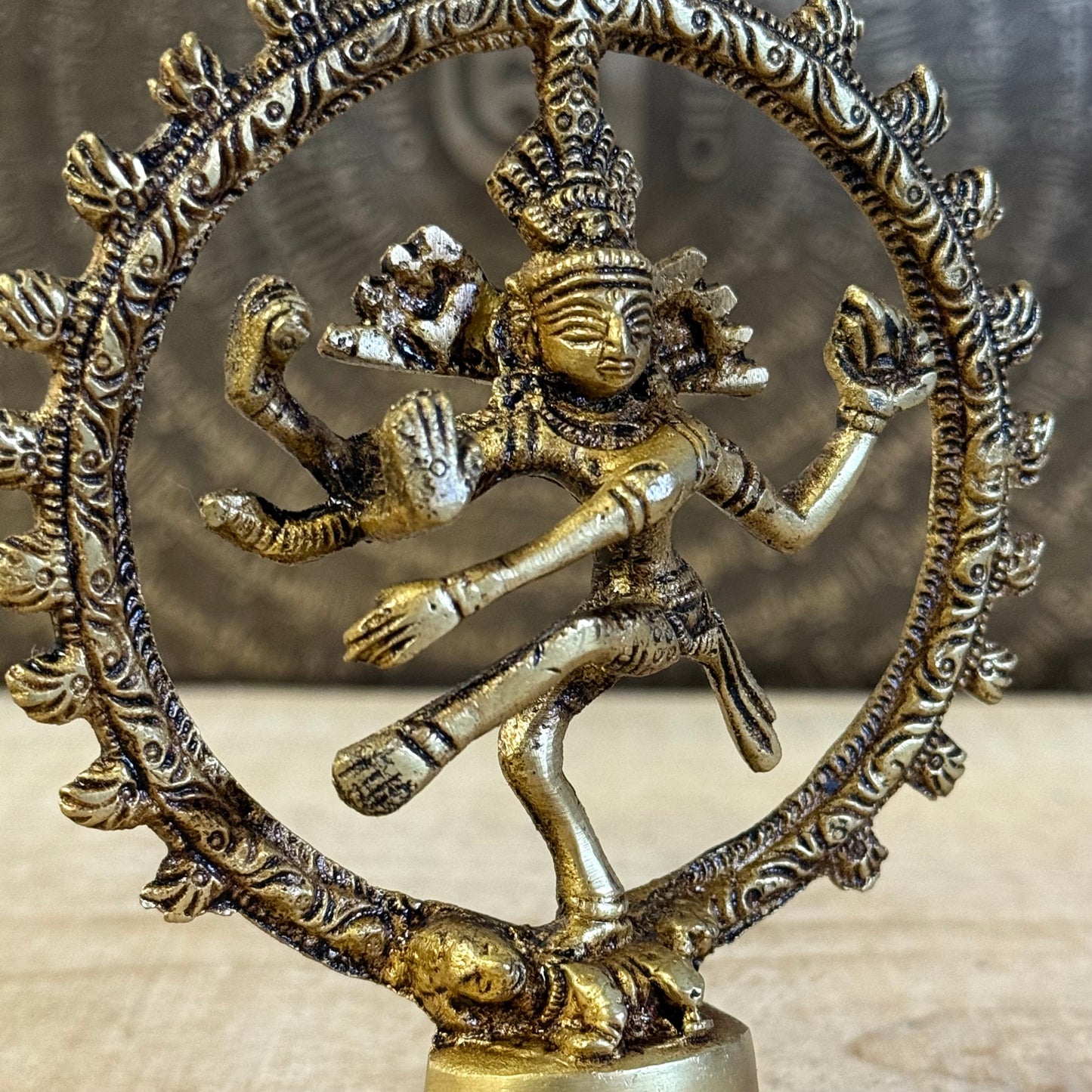 Shiva Nataraja Buddha Brass Statue, 13cm, cosmic dance, symbol of creation and renewal.