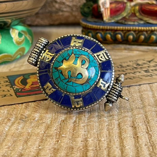 Tibetan Ghau Locket pendant Stone Chip