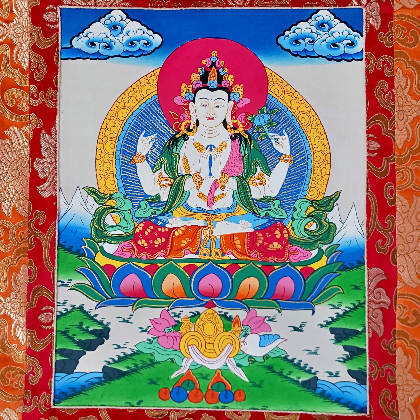 Chenrezig Art Thangka Painting | 82cm x 53cm