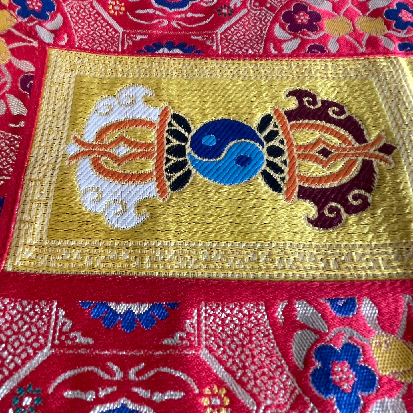 Puja Table Double  Dorje Altar Mat Brocade silk 42cm  X 19cm