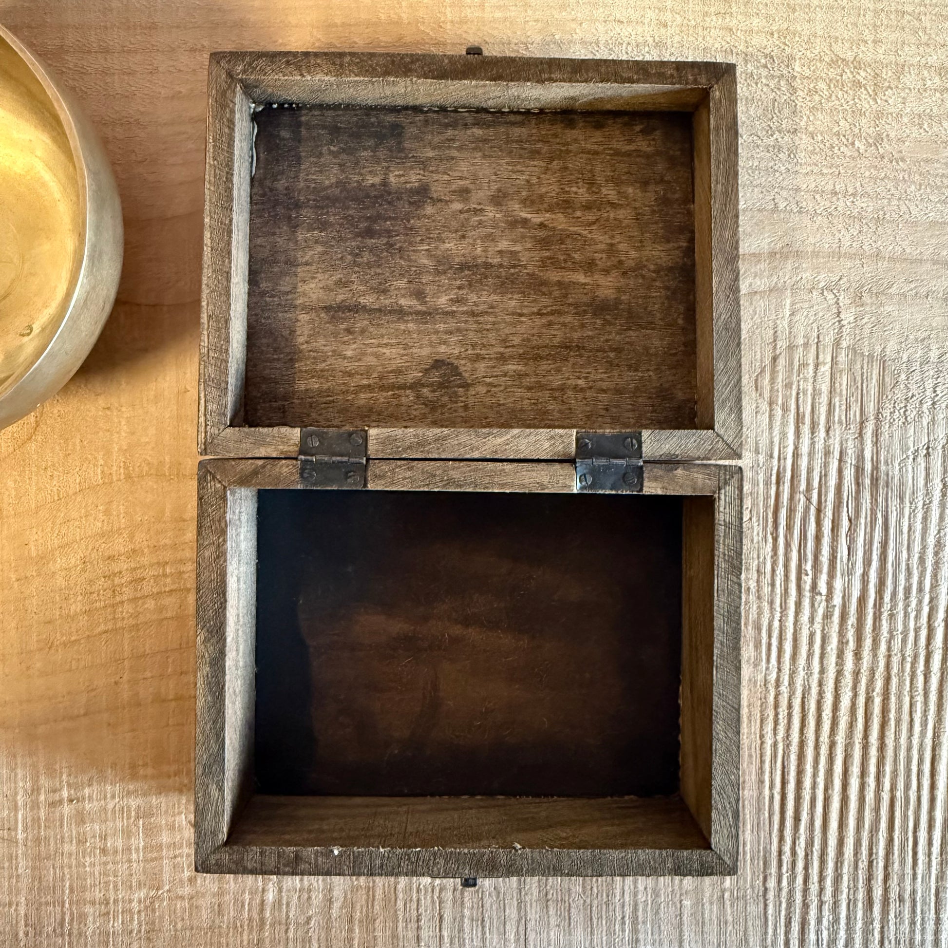 Hand-carved wooden keepsake box with Om design, mango wood storage box