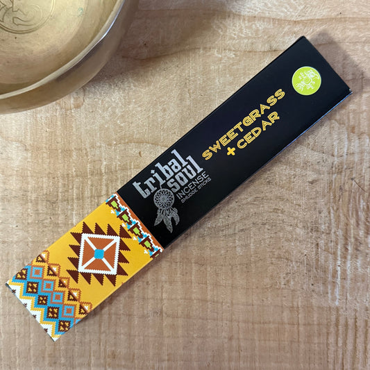 Tribal Soul Sweetgrass and Cedar incense sticks in decorative box, herbal cleansing incense